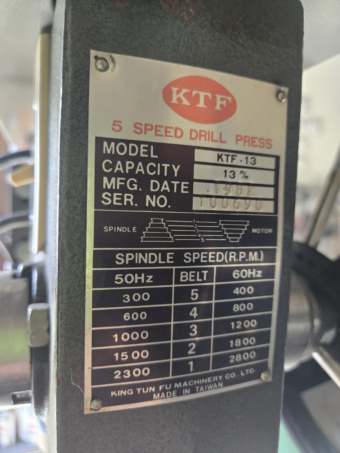 KTF Drill Press on rolling cabinet - photo 2