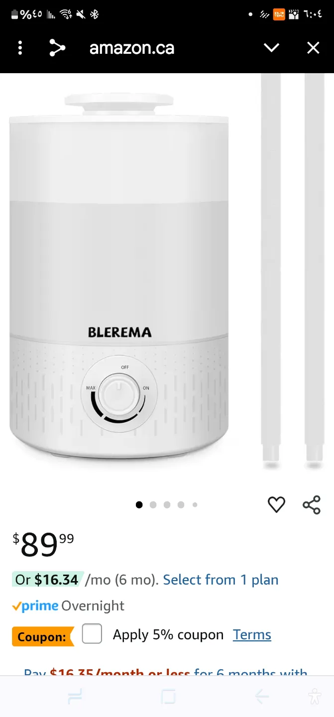 BLEREMA Ultrasonic Cool Mist Humidifier thumbnail