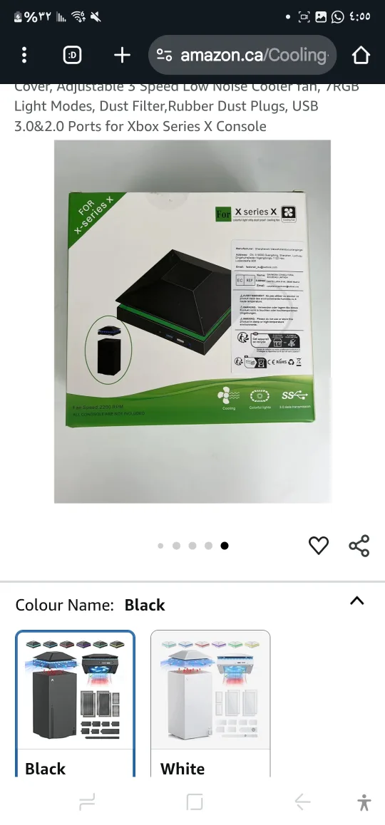 Xbox Series X Cooling Fan with RGB Lights thumbnail