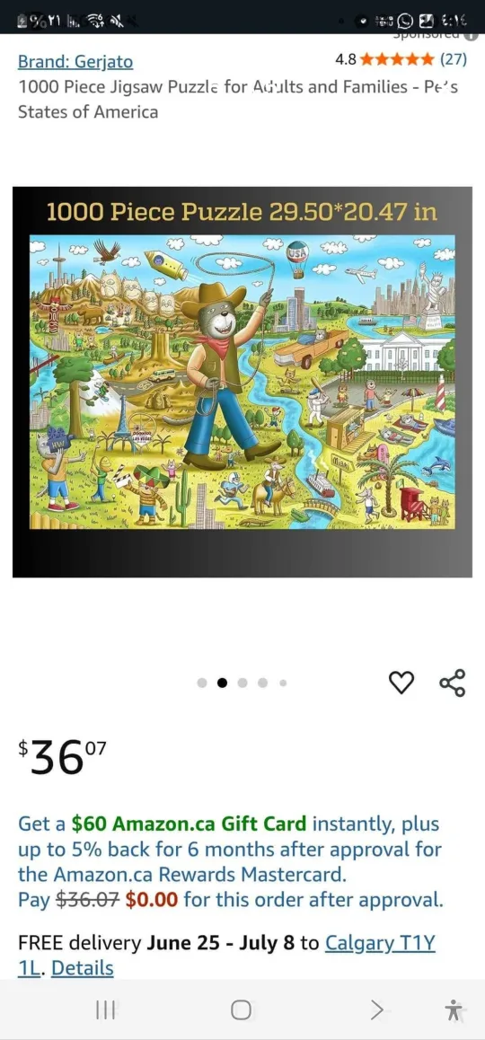 Gerjato 1000 Piece Jigsaw Puzzle - States of America thumbnail