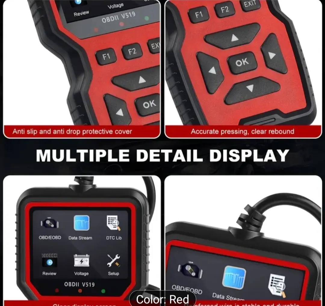 OBDII V519 Car Diagnostic Scanner - Red image indicator(4)