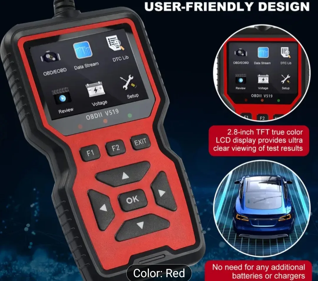 OBDII V519 Car Diagnostic Scanner - Red image indicator(5)