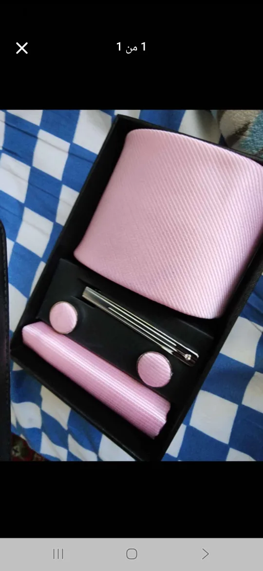 Pink Tie, Pocket Square, Cufflinks & Tie Clip Set - New thumbnail