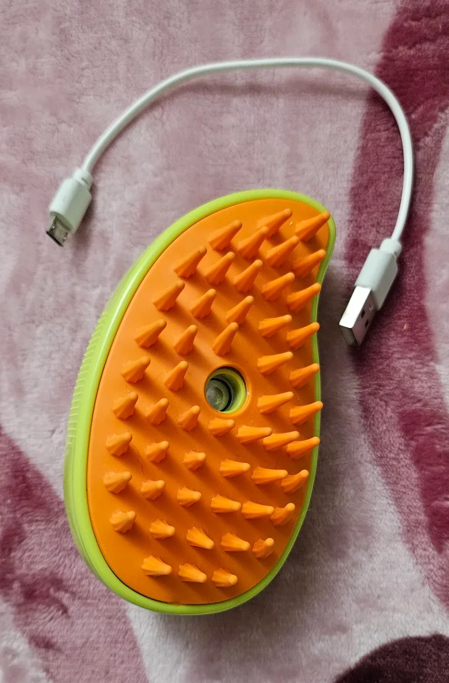 Rechargeable steam brush for dogs and cats