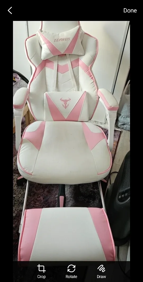 Zeanus Pink & White Gaming Chair with Footrest