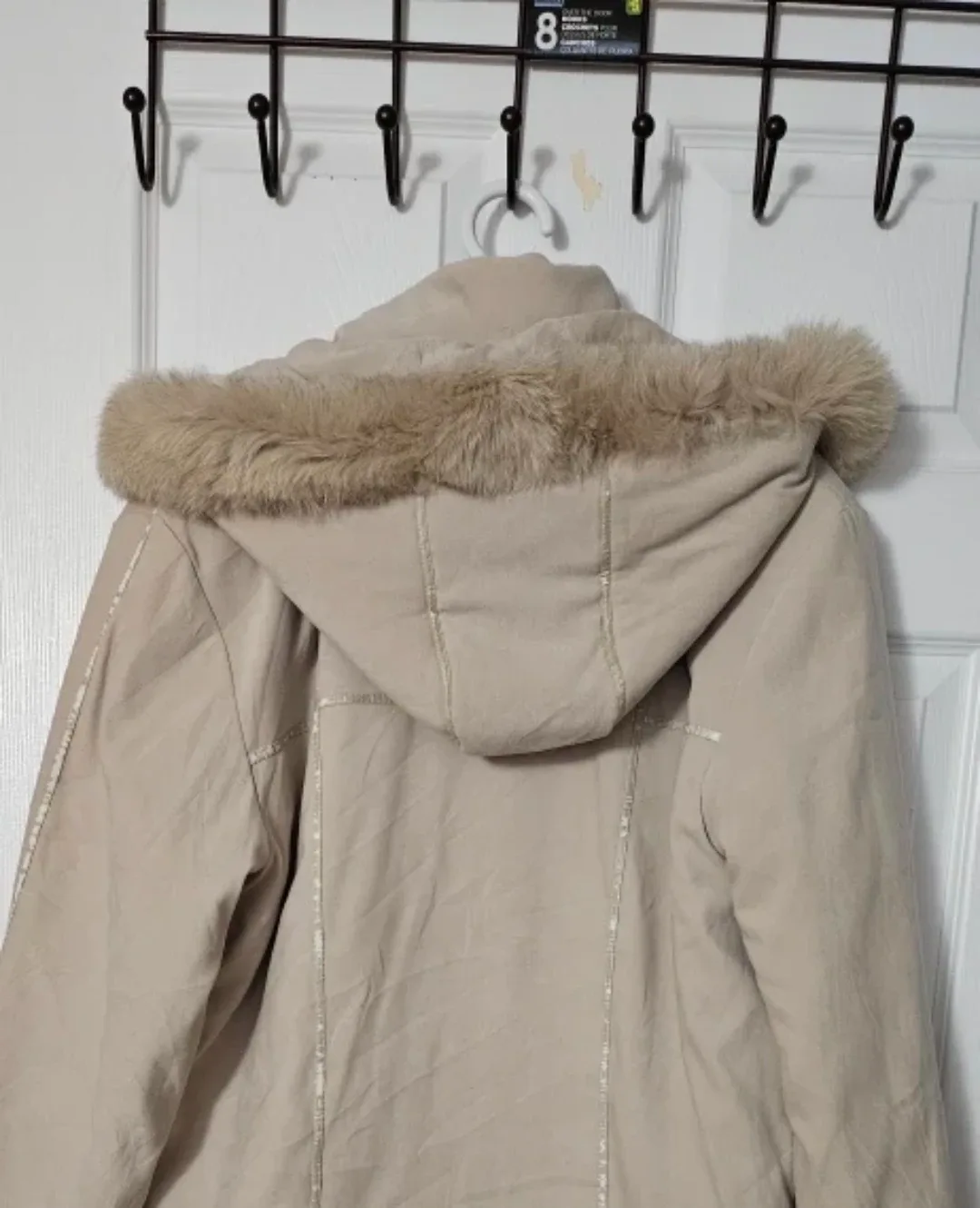 Nolliege Fur Hooded Beige Winter Coat - Size M image indicator(5)