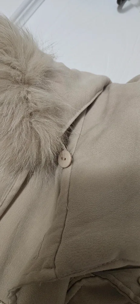 Nolliege Fur Hooded Beige Winter Coat - Size M image indicator(4)