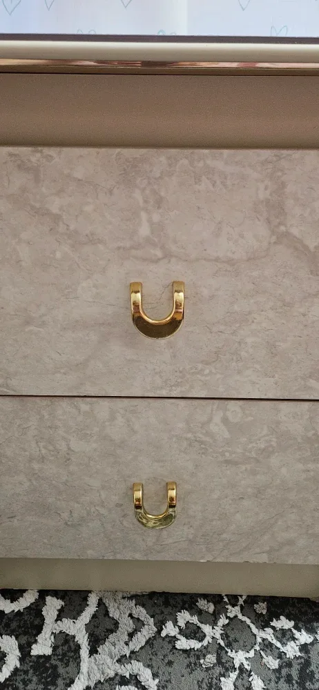 Marble-Look Dresser with Gold Handles and Marble-look Nightstand image indicator(9)