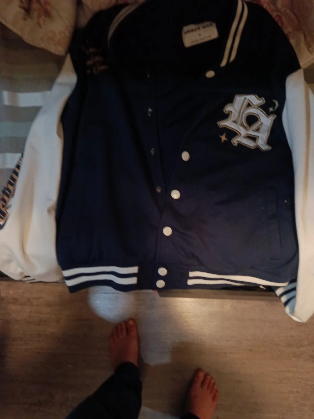 Urban Man Navy & White Varsity Jacket - Size S