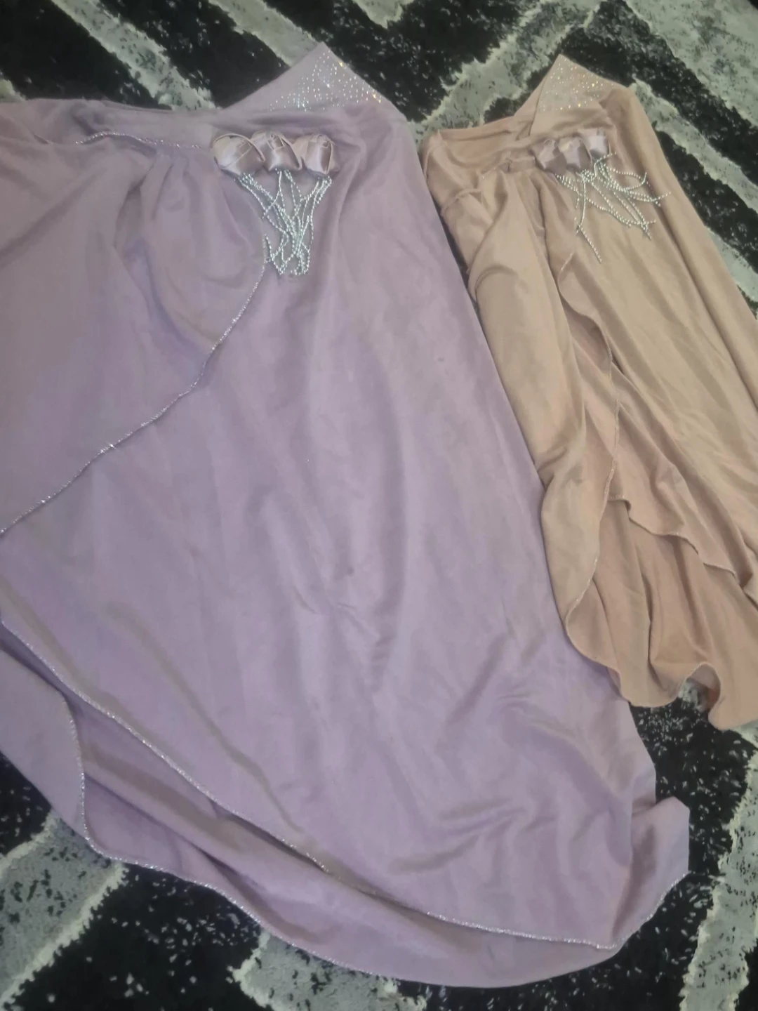 Two Women's Scarves (Purple and Tan)