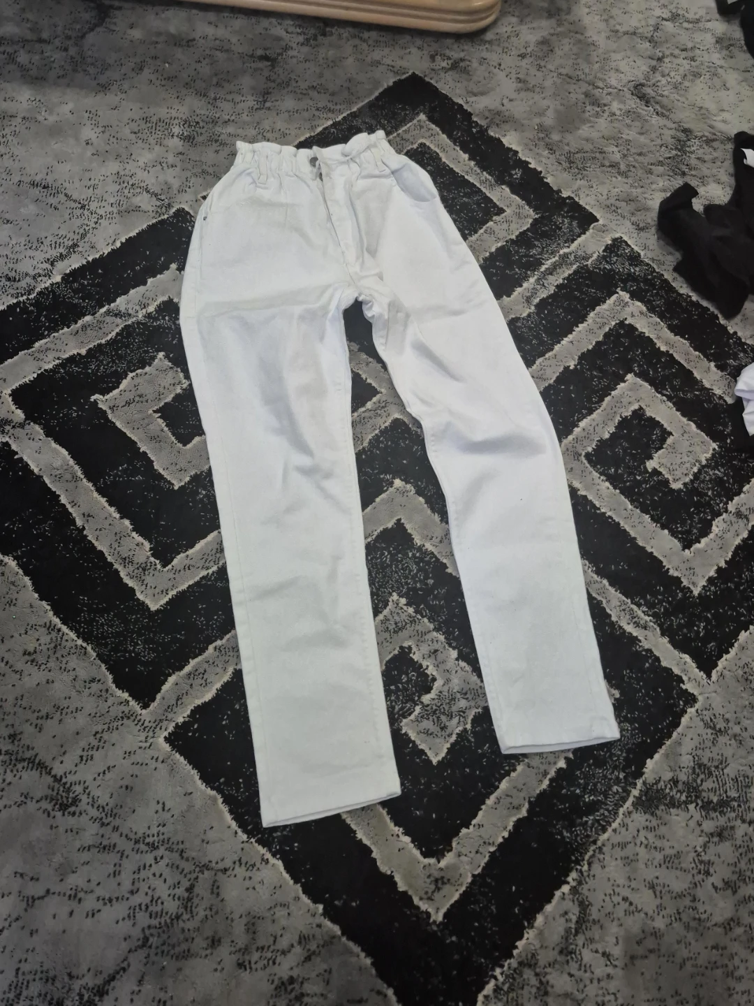 White Paperbag Waist Pants