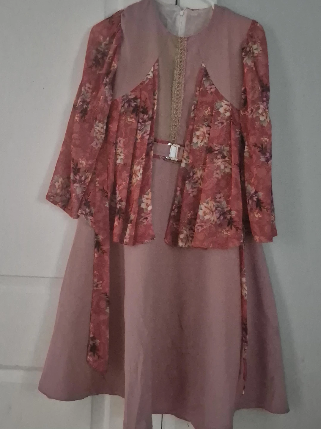 Pink Floral Dress with Bell Sleeves