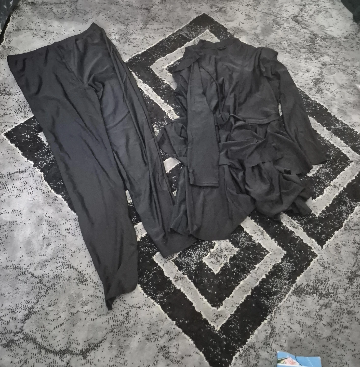 Black Ruffle Top and Pants Set