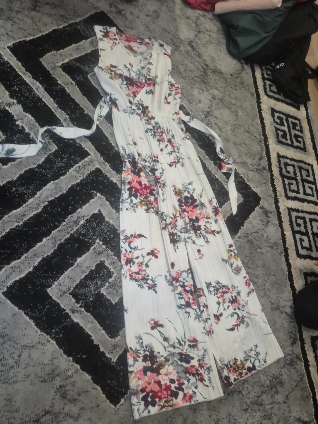 White Floral Print Jumpsuit