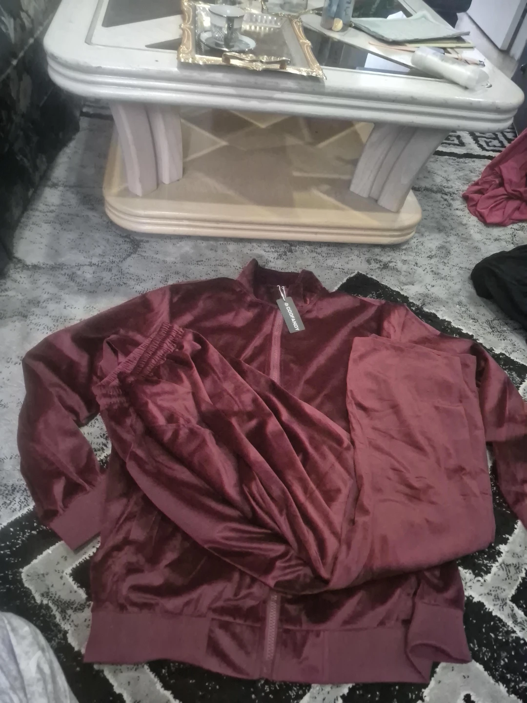 Burgundy Velour Tracksuit
