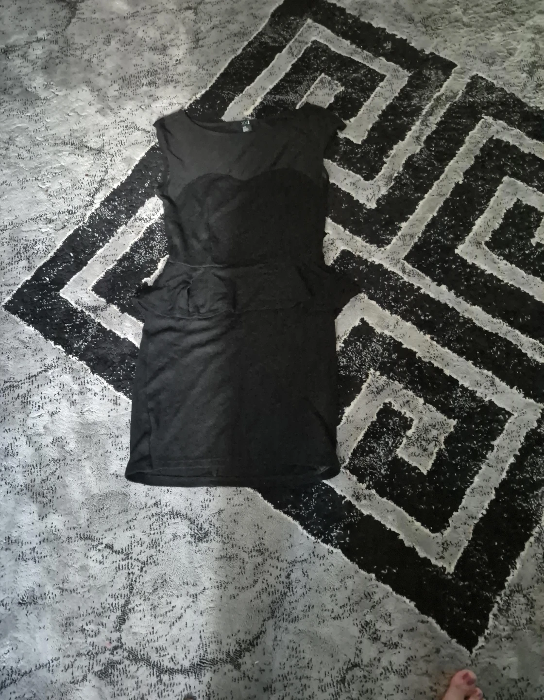 Black Peplum Dress with blue pajama.
