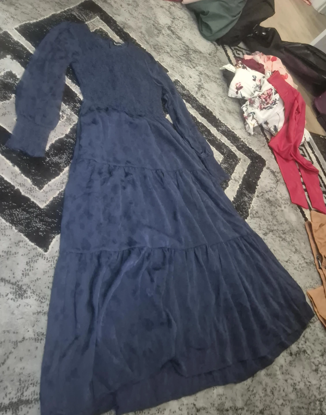 Navy Blue Tiered Maxi Dress