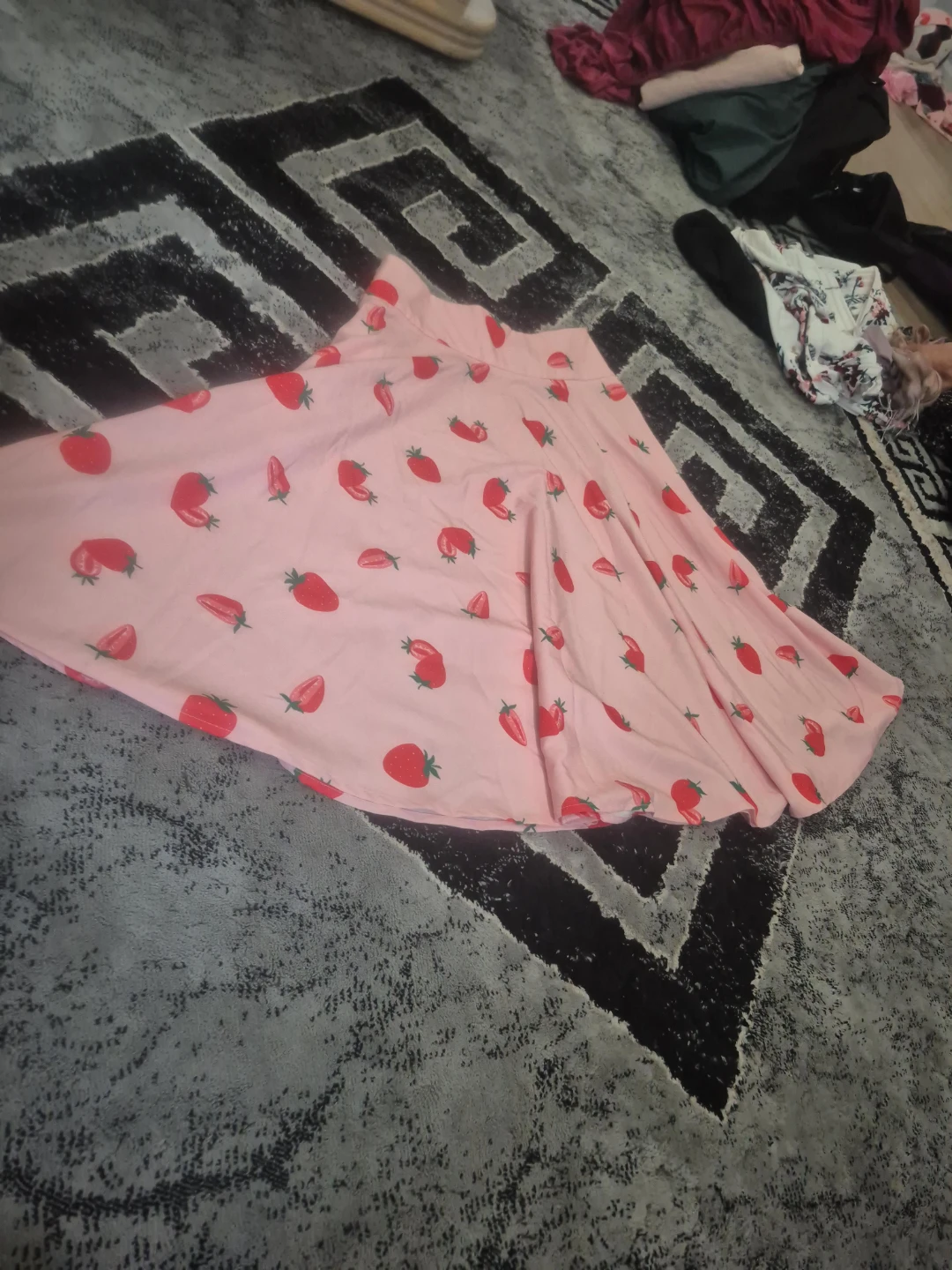 Pink Strawberry Print Skirt