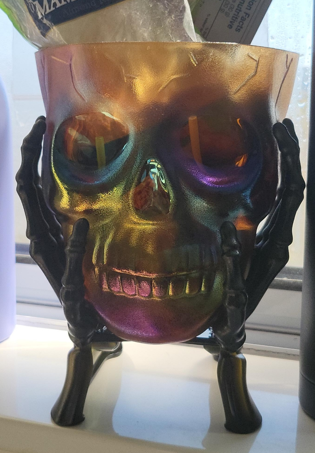 Iridescent Skull Candy Dish with Skeleton Hands🏒 thumbnail