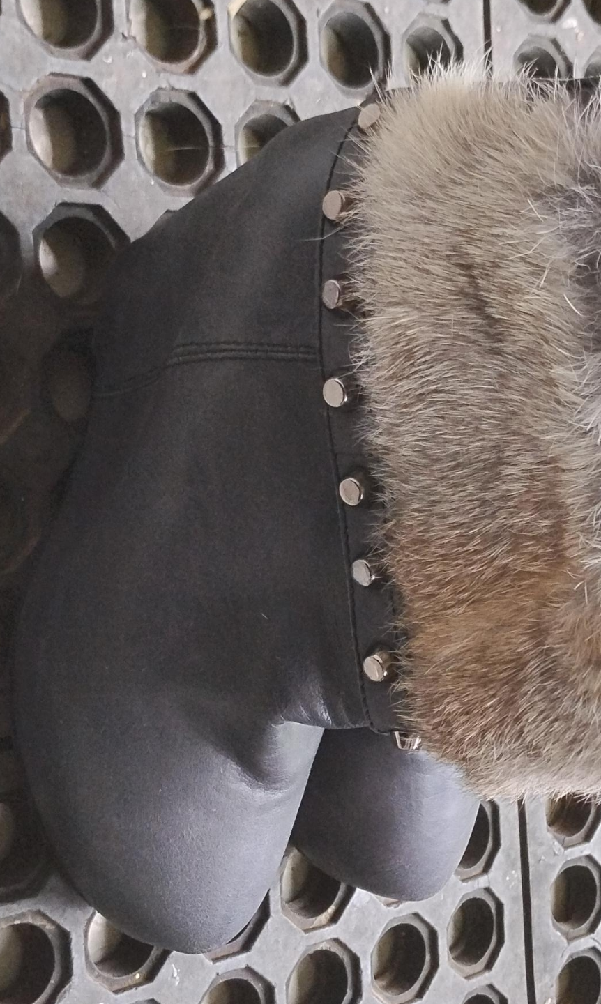 Women's Black Leather Boots with Fur Trim thumbnail