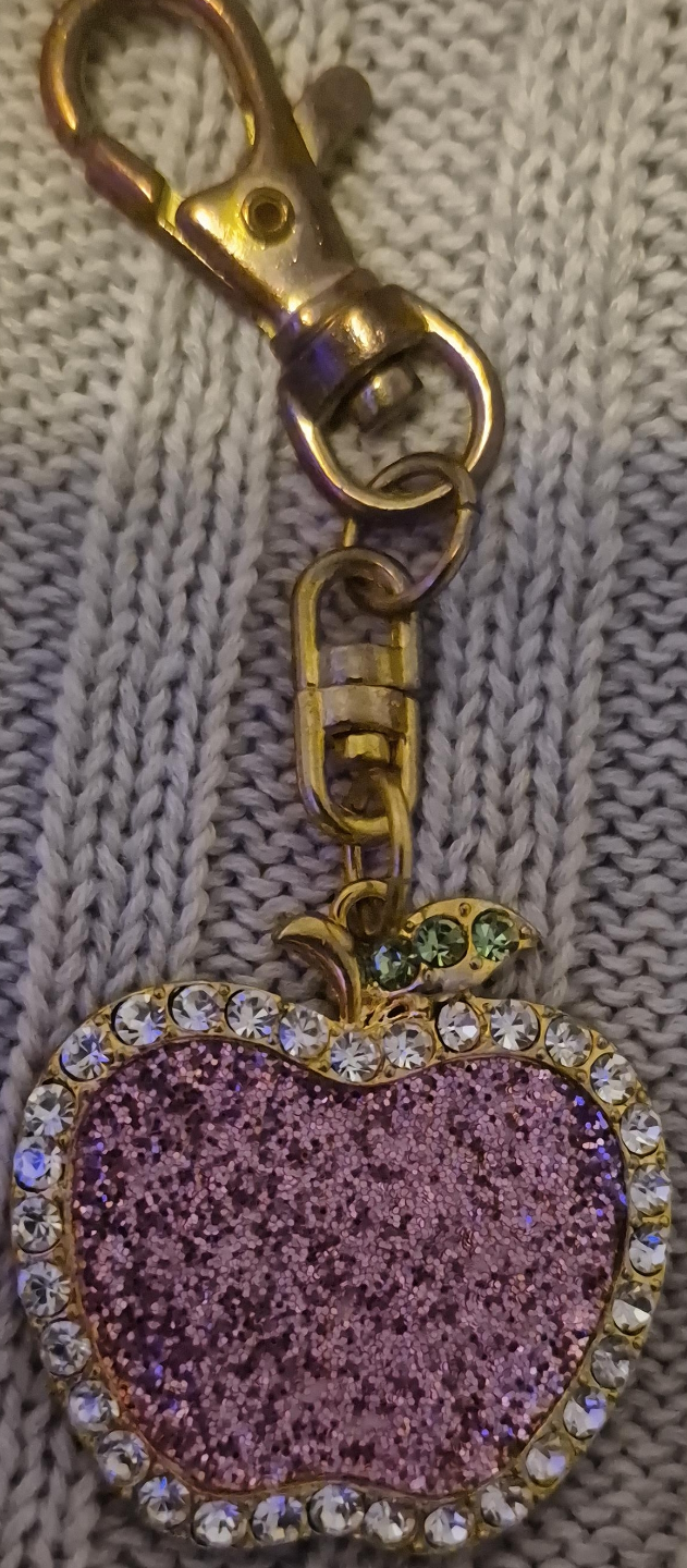 Pink Glitter Apple Keychain thumbnail