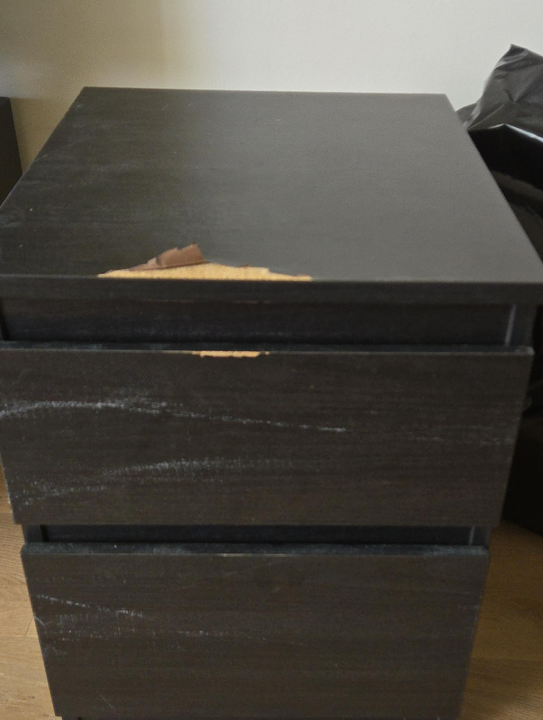 Black Two-Drawer Nightstand