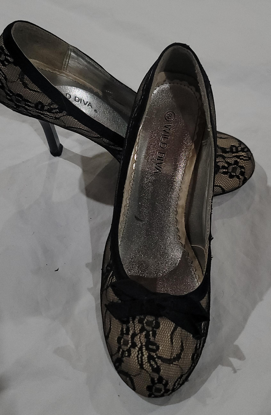 Wild Diva Black Lace Heels