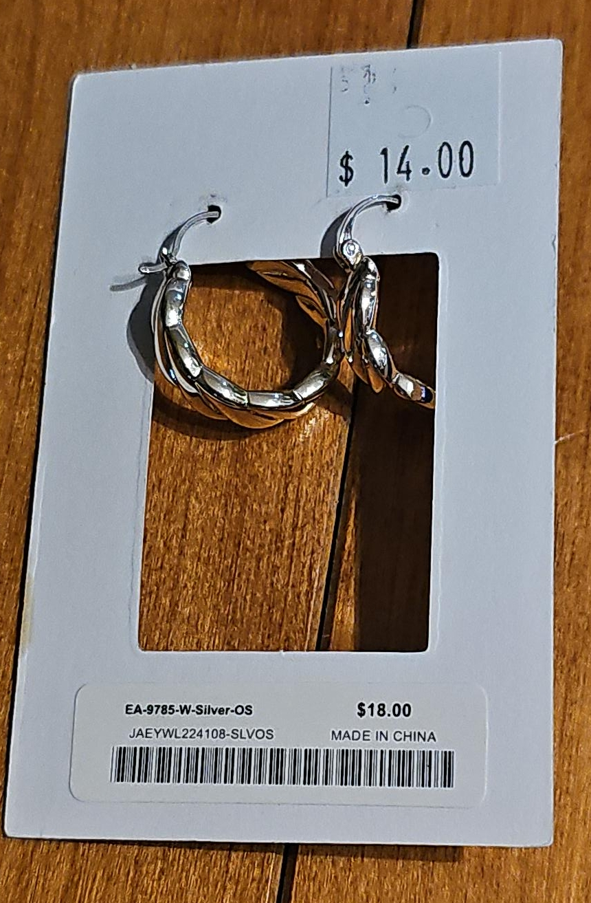 Silver Twisted Hoop Earrings thumbnail