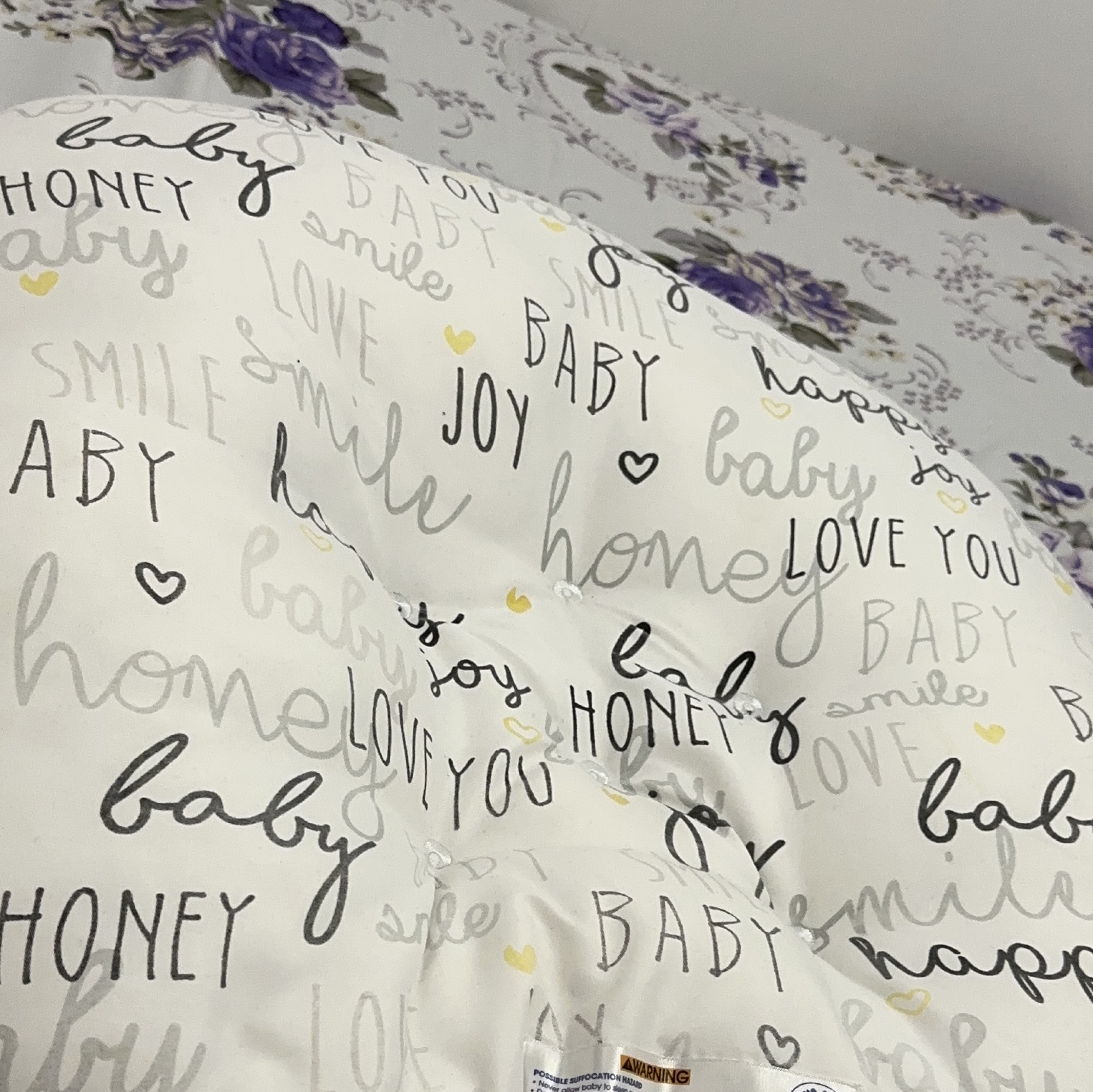 Baby Lounger with 'Honey' and 'Love You' Print