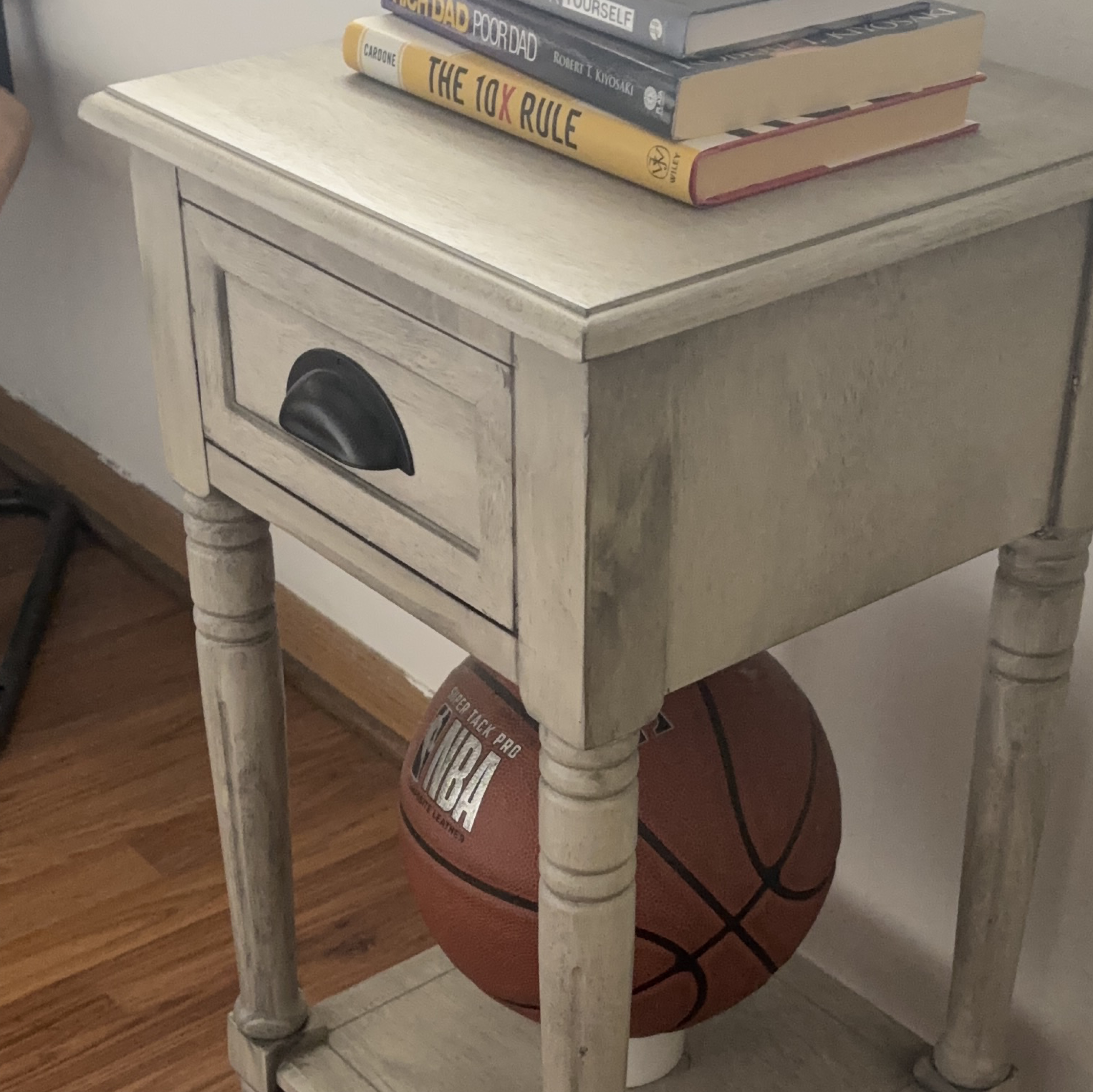 Whitewashed End Table with Drawer