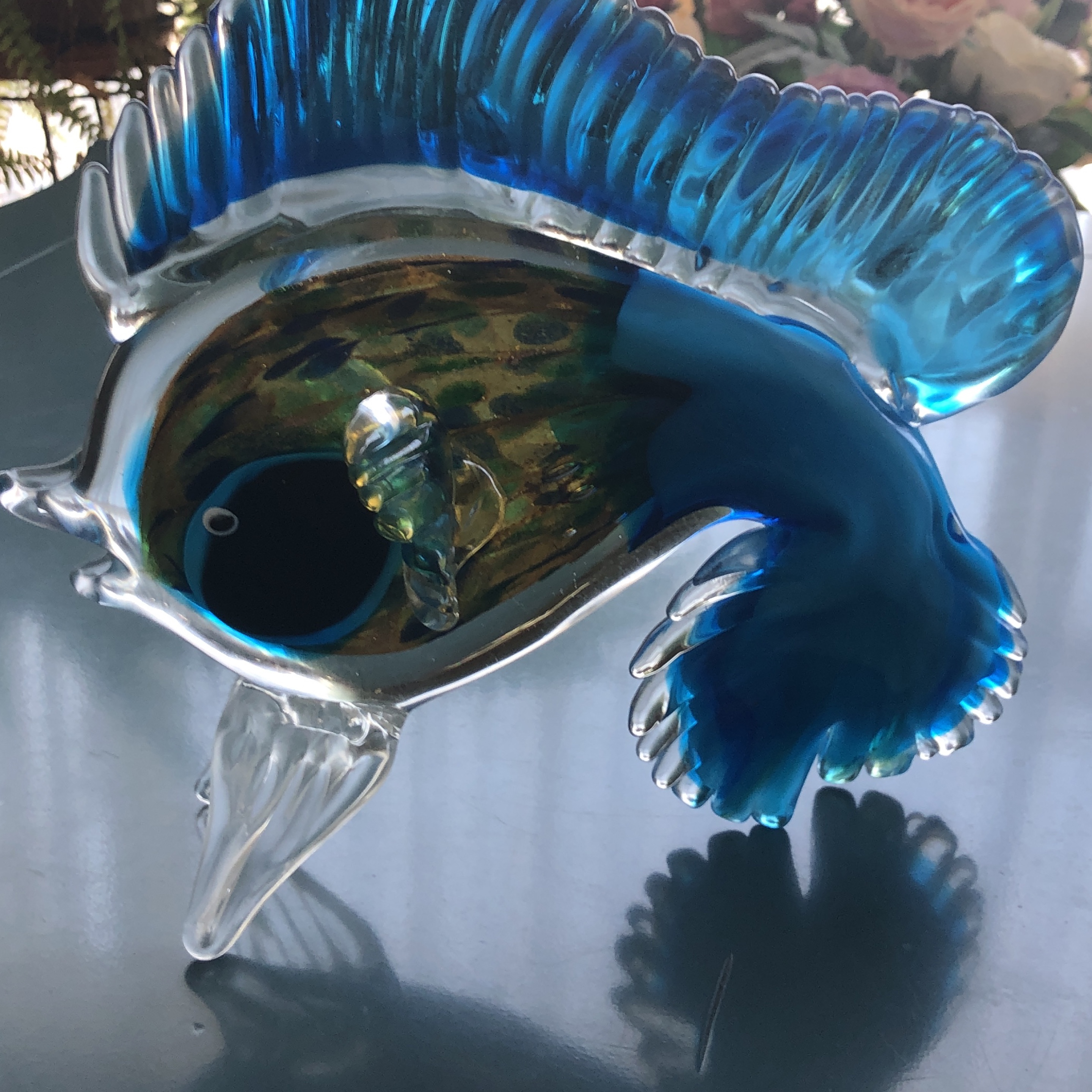 Vintage Blue Glass Fish Figurine - photo 2