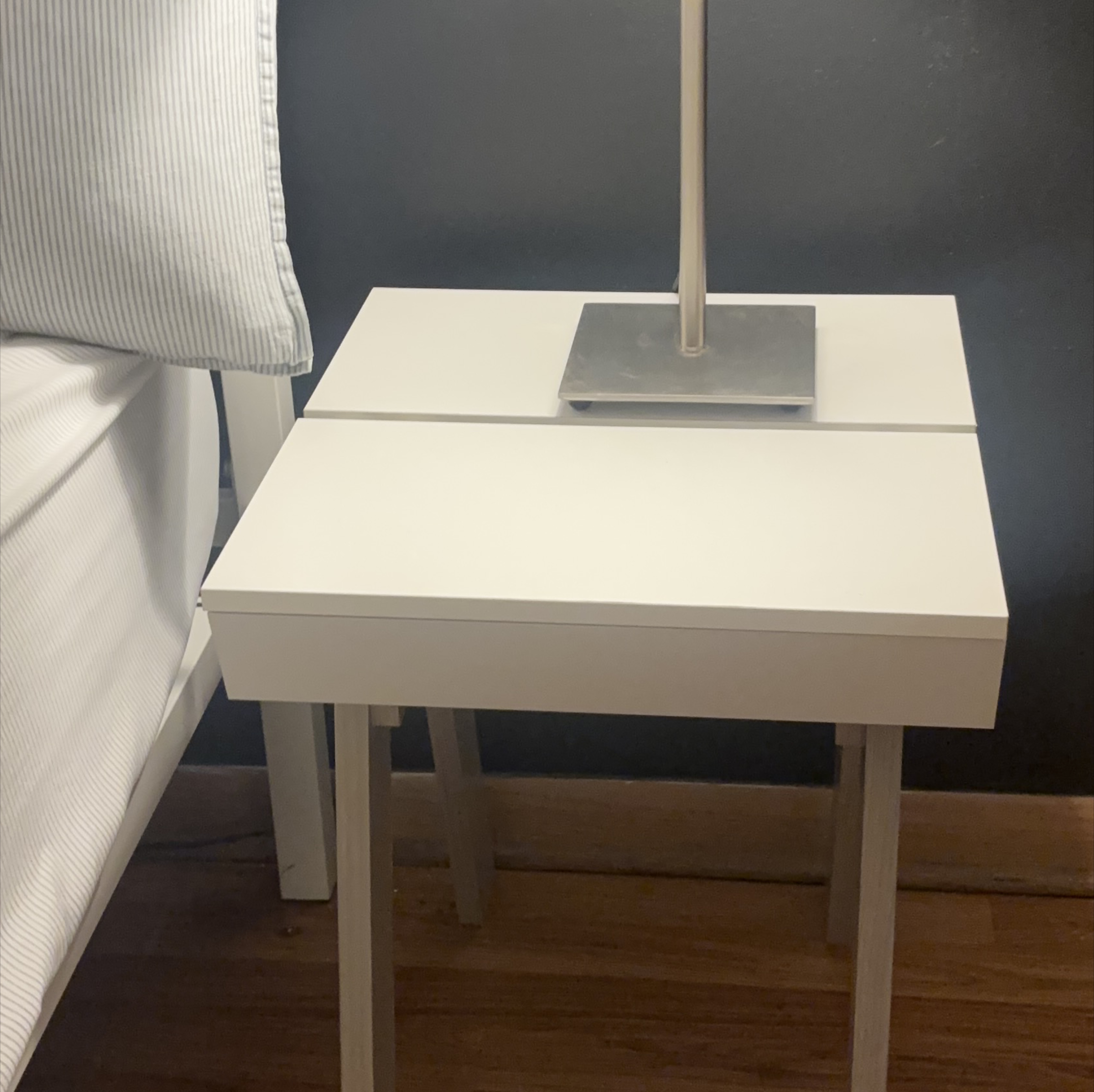 White Two-Tier Stackable Nightstand