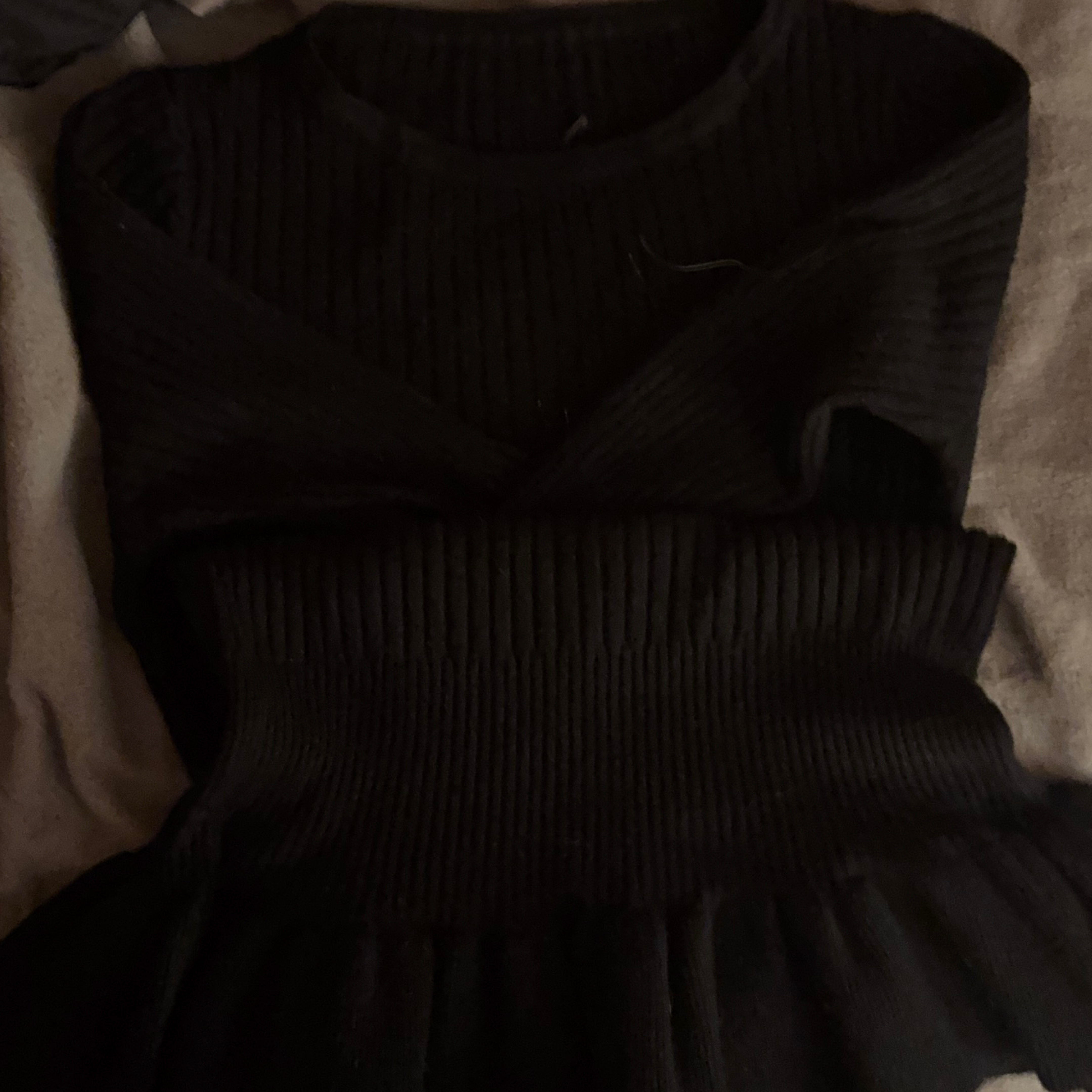 Black Ribbed Knit Sweater Dress thumbnail
