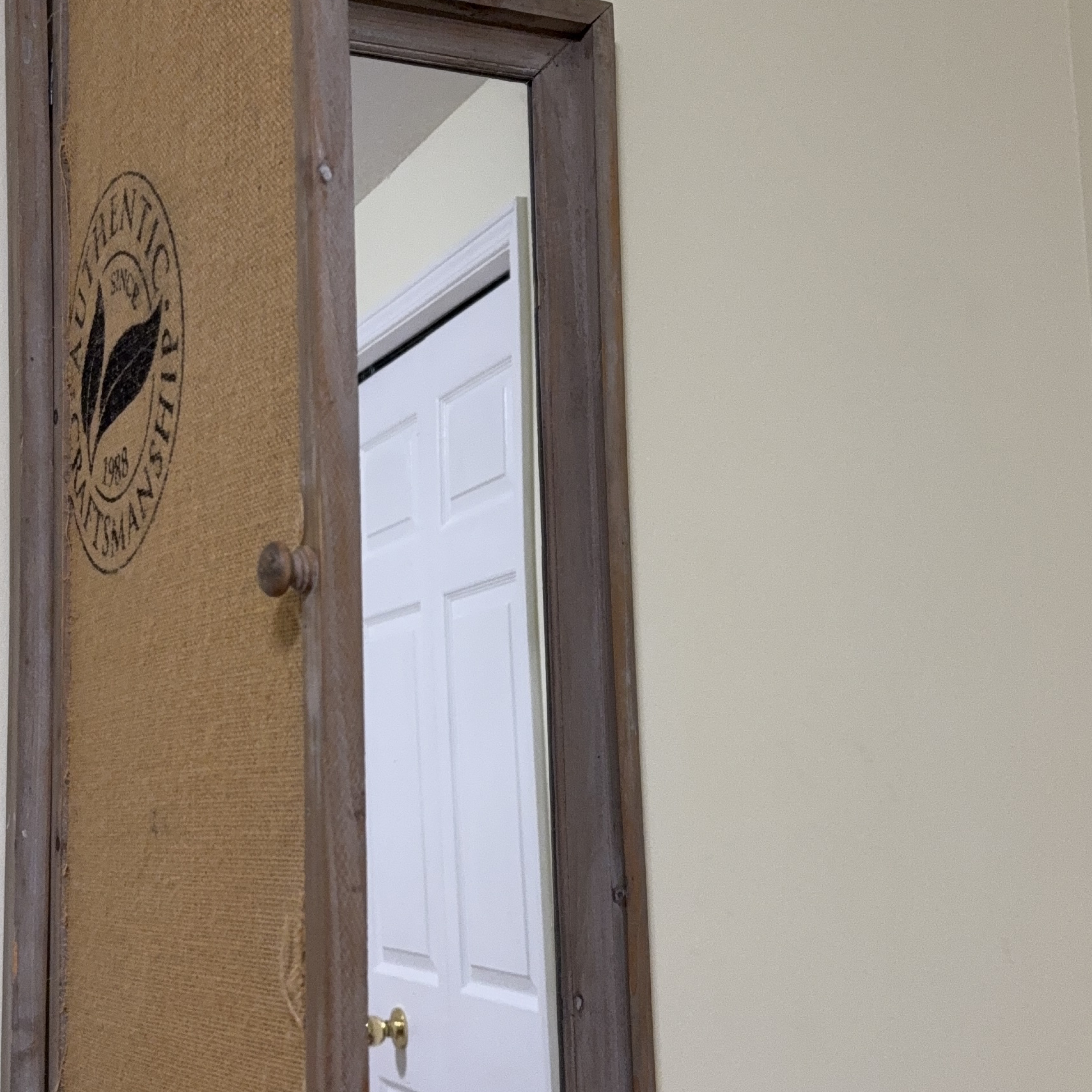 Rustic Wooden Framed Mirror with Hidden Compartment thumbnail
