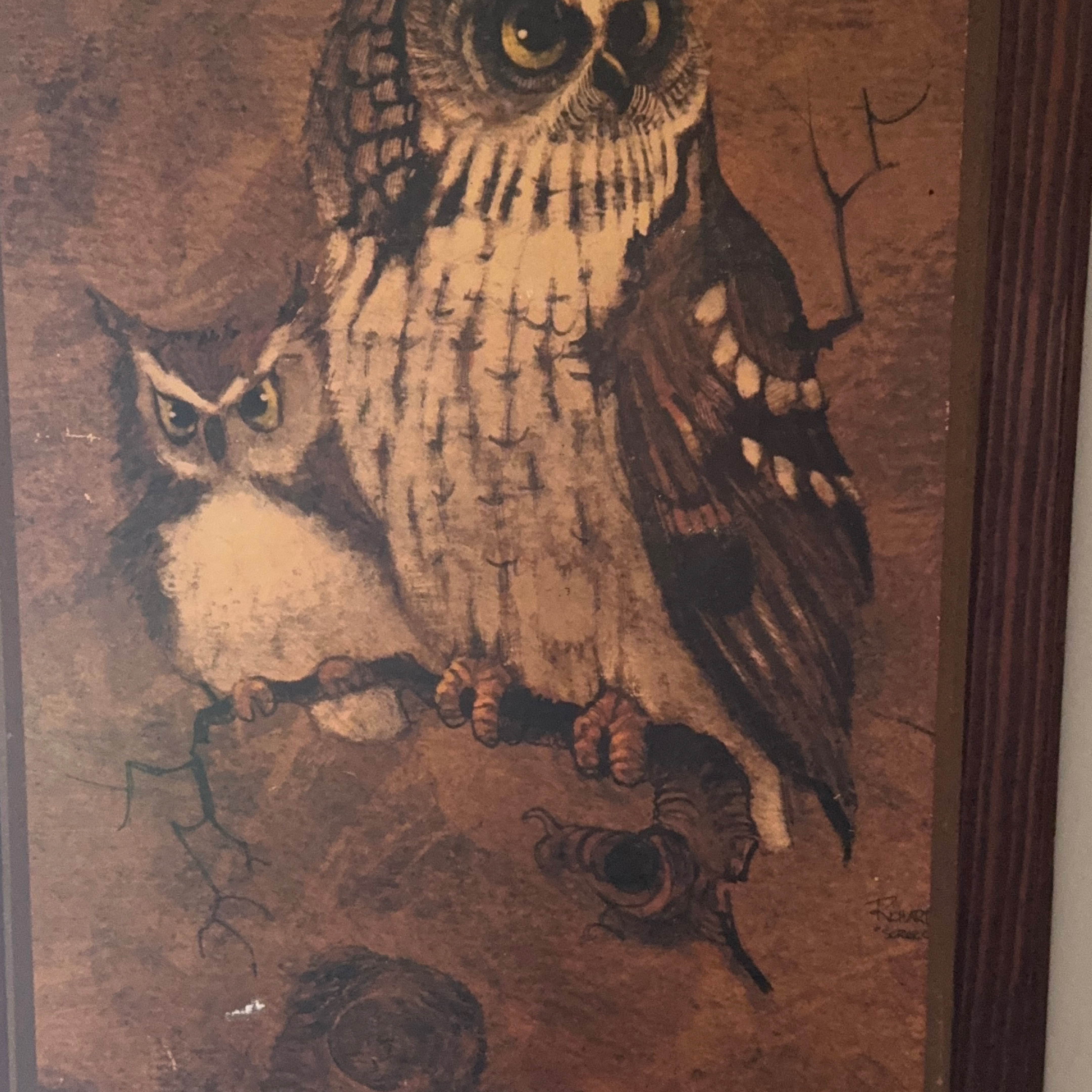 Framed Owl Painting thumbnail