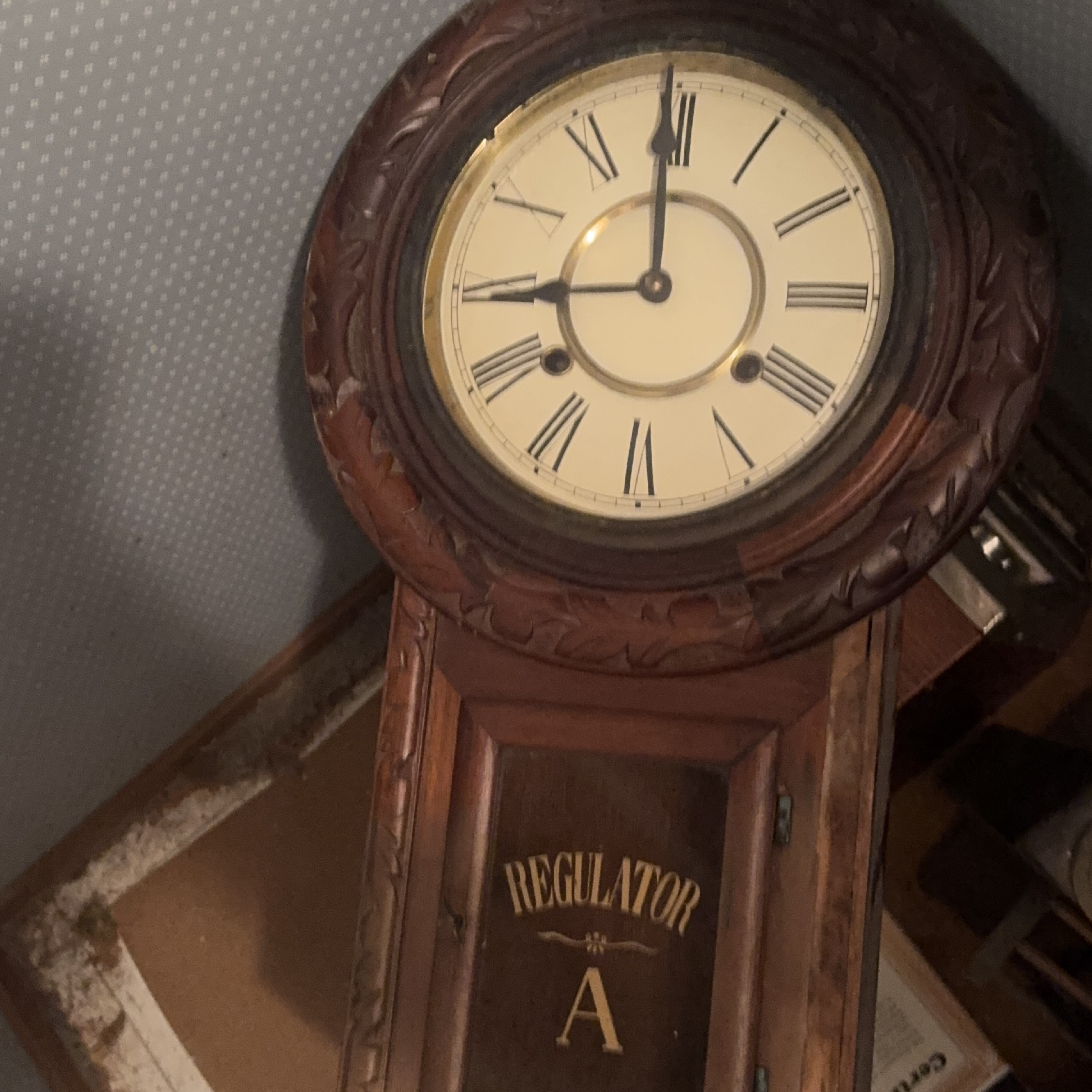 Antique Wooden Regulator Clock thumbnail