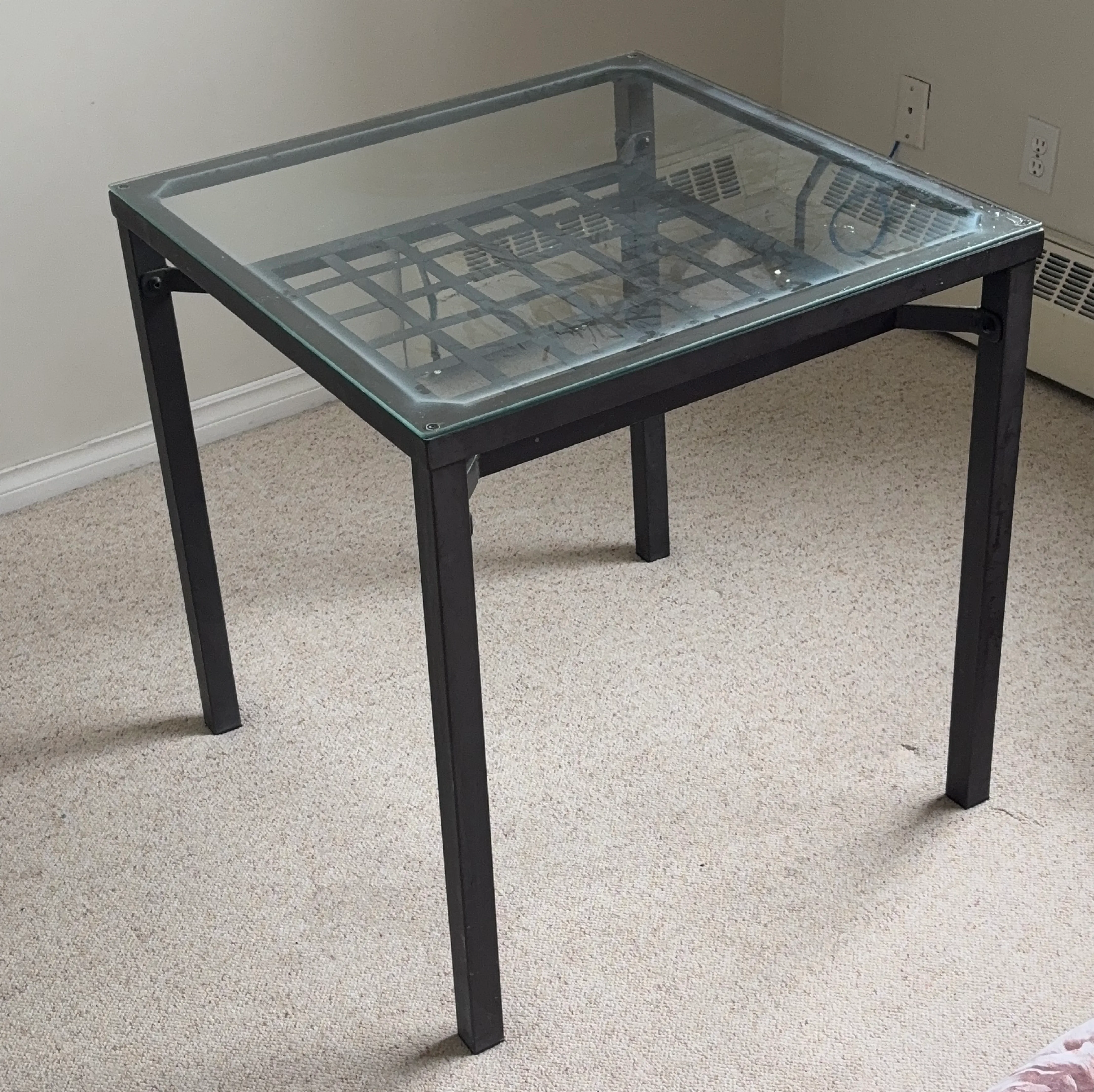 Glass-top Square Metal Table