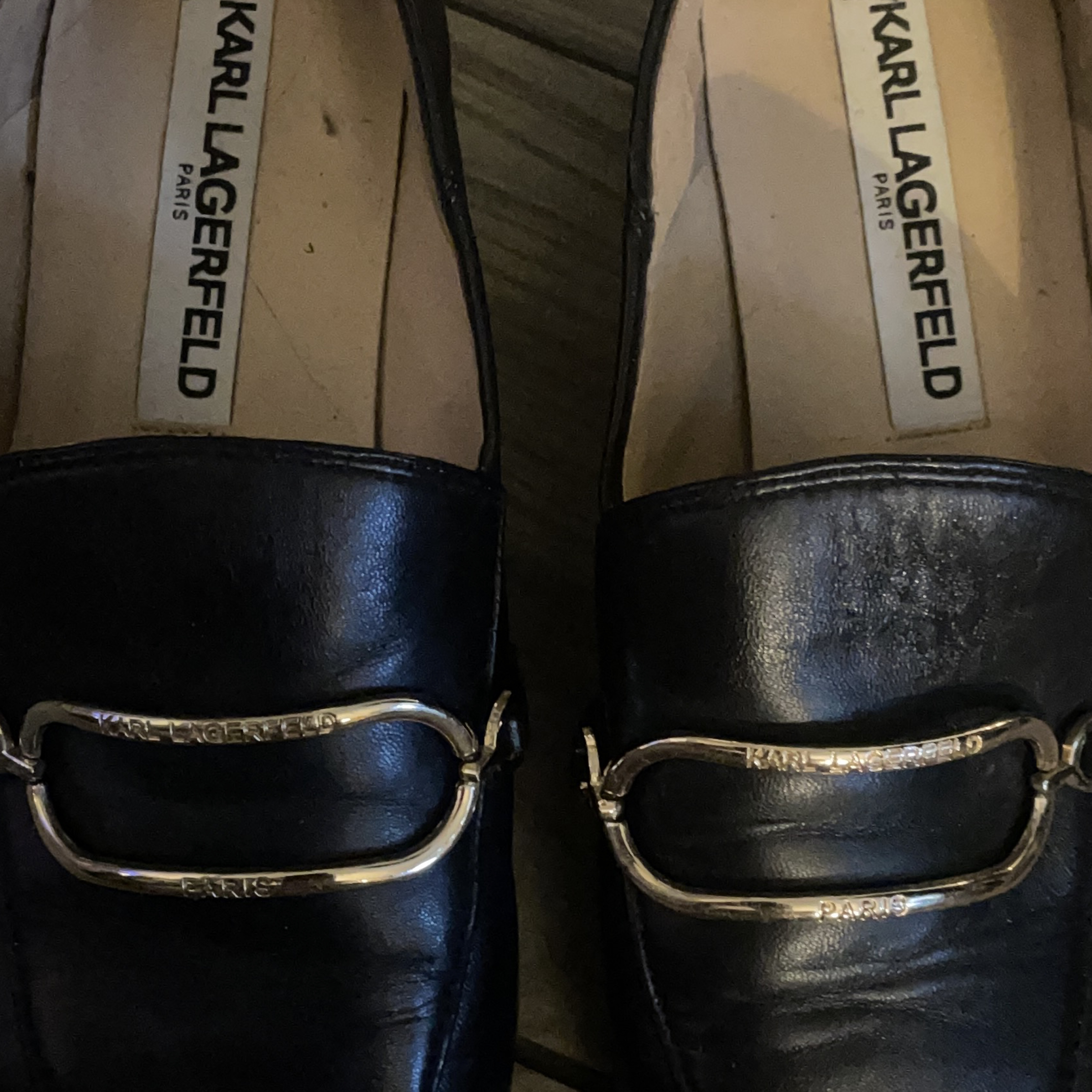Karl Lagerfeld Paris Black Leather Loafers thumbnail