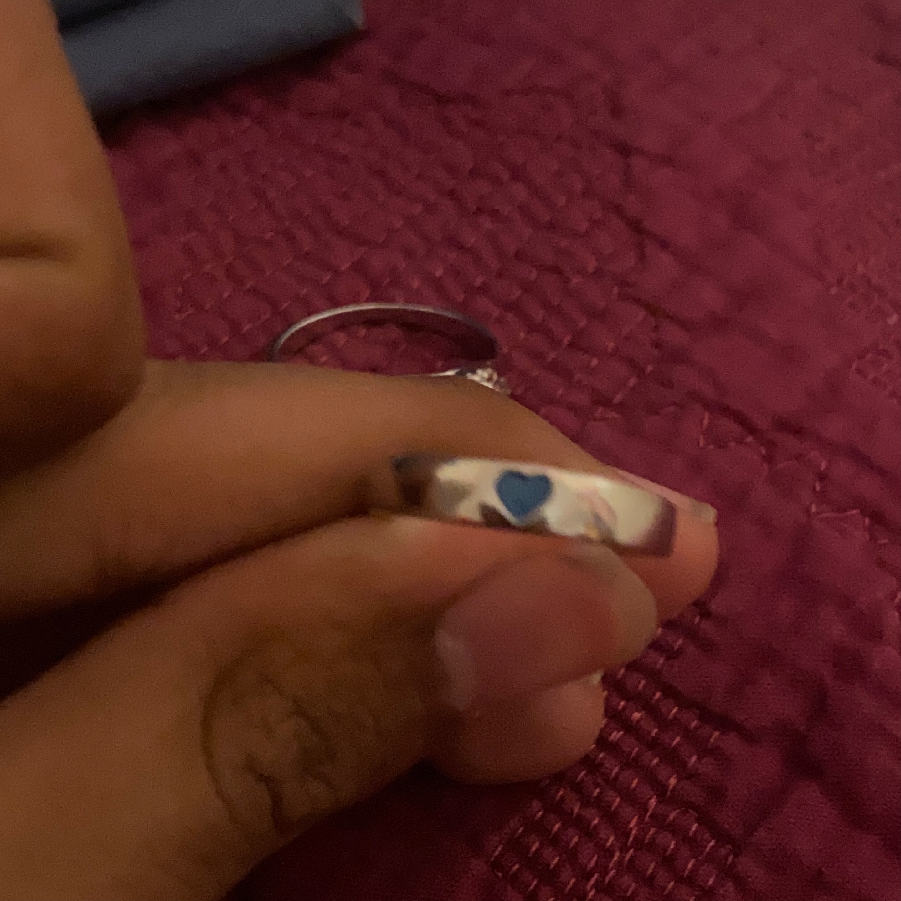 Silver Ring with Blue Enamel Heart