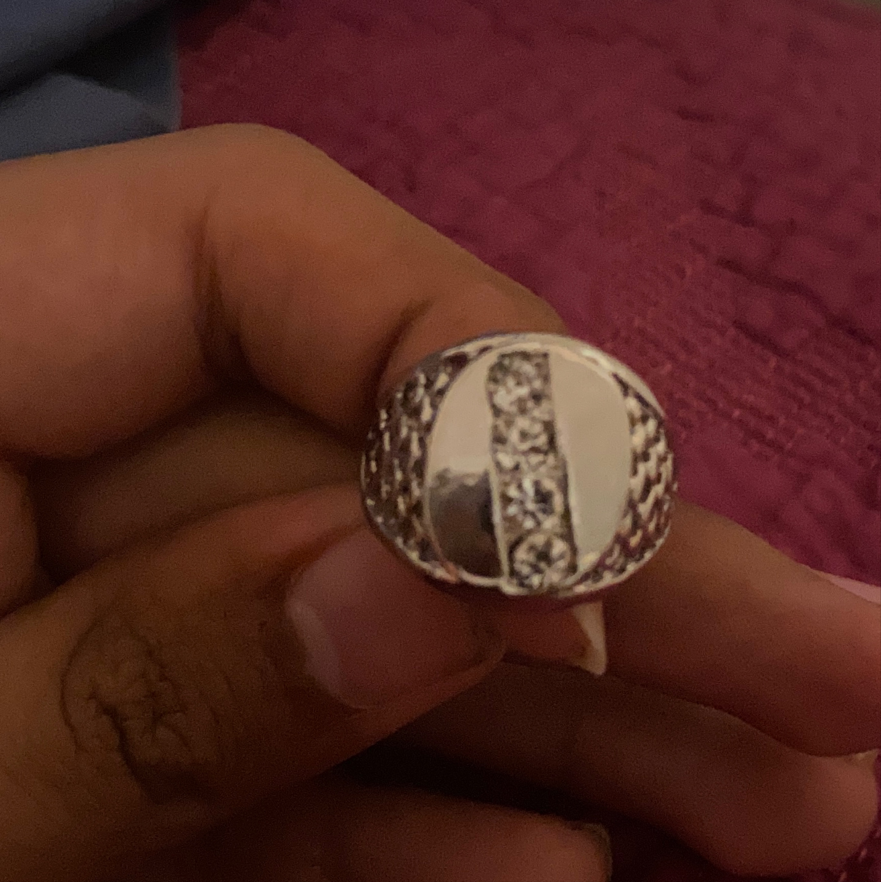 Silver Oval Ring with Cubic Zirconia thumbnail