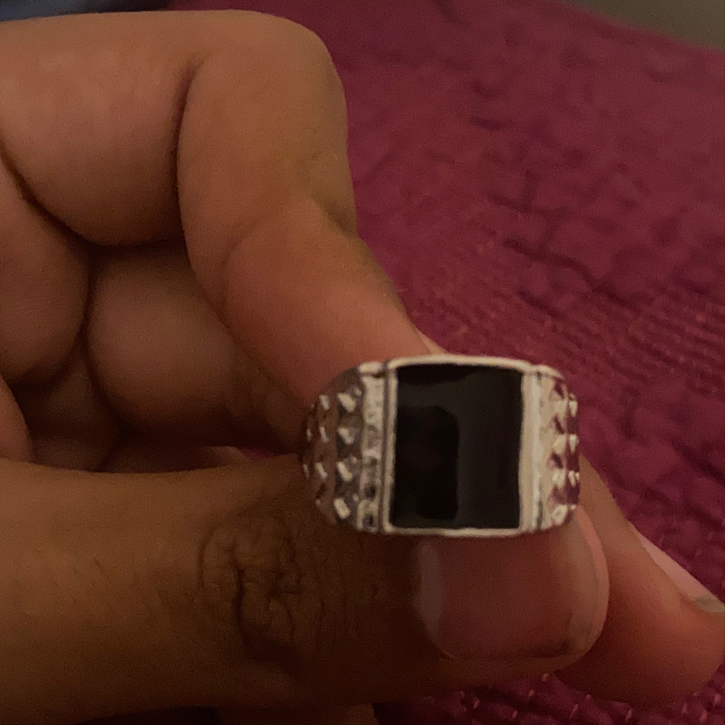Men's Onyx Ring with Silver Band thumbnail