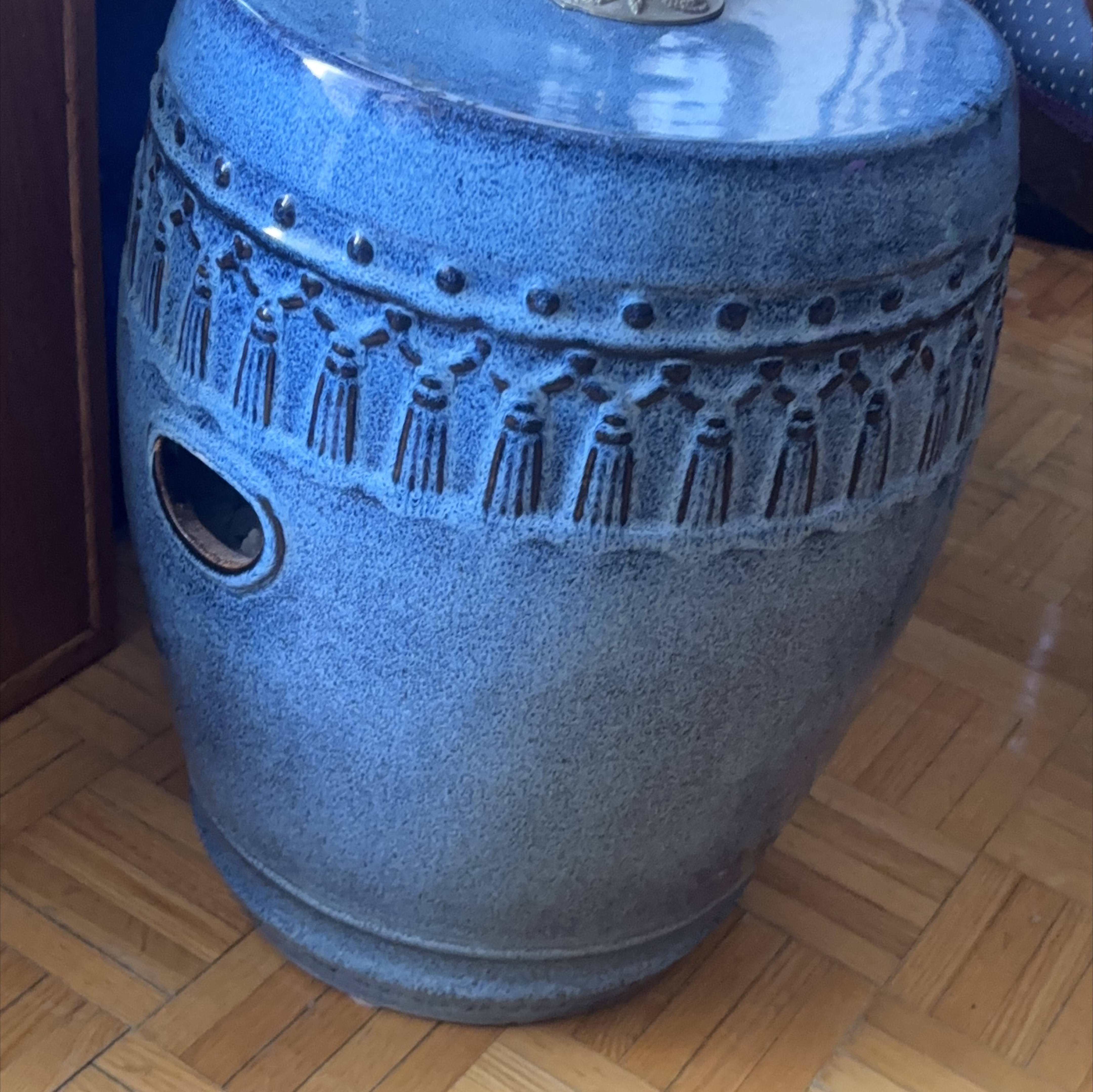 Blue Ceramic Garden Stool