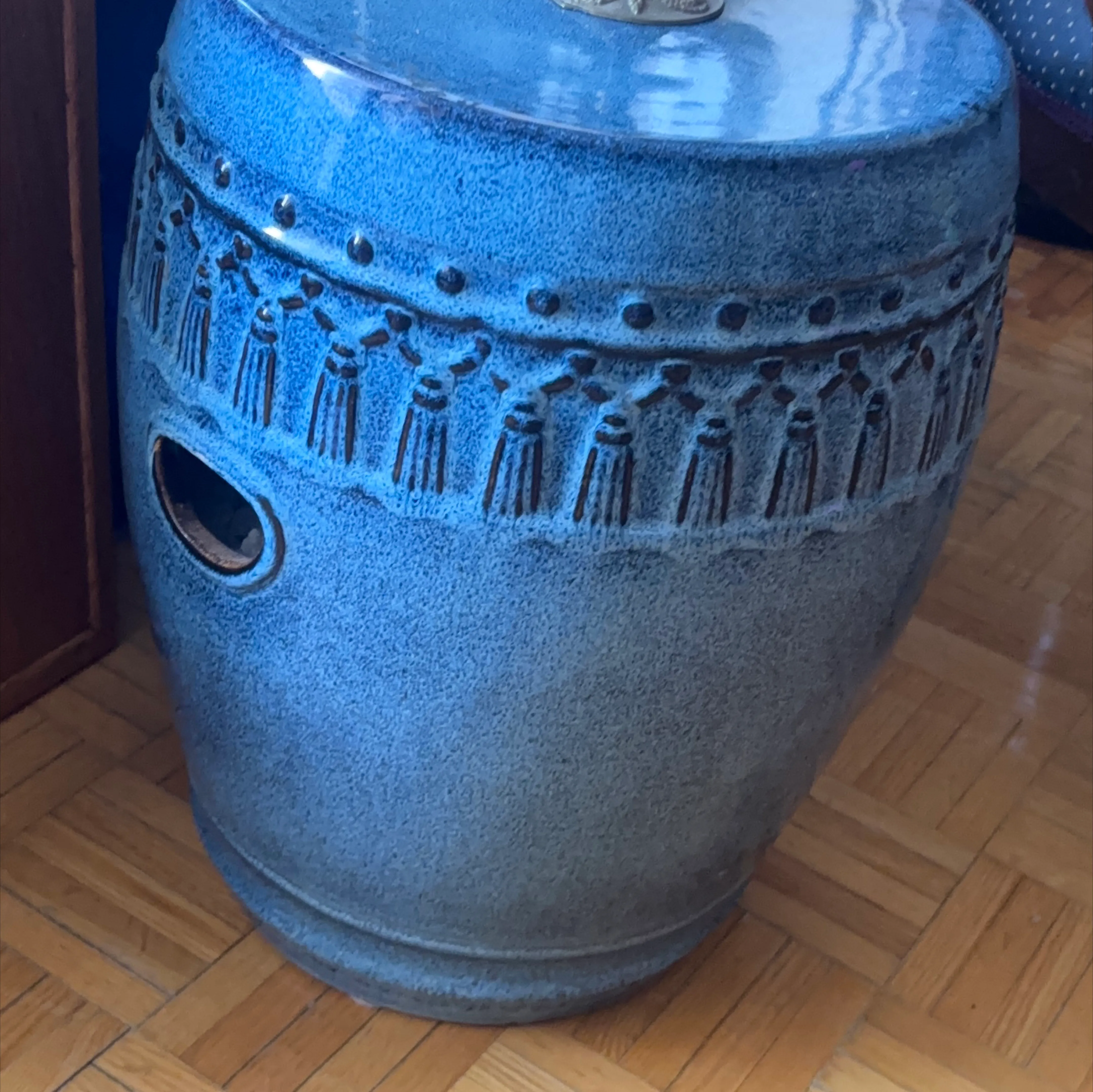 Blue Ceramic Garden Stool