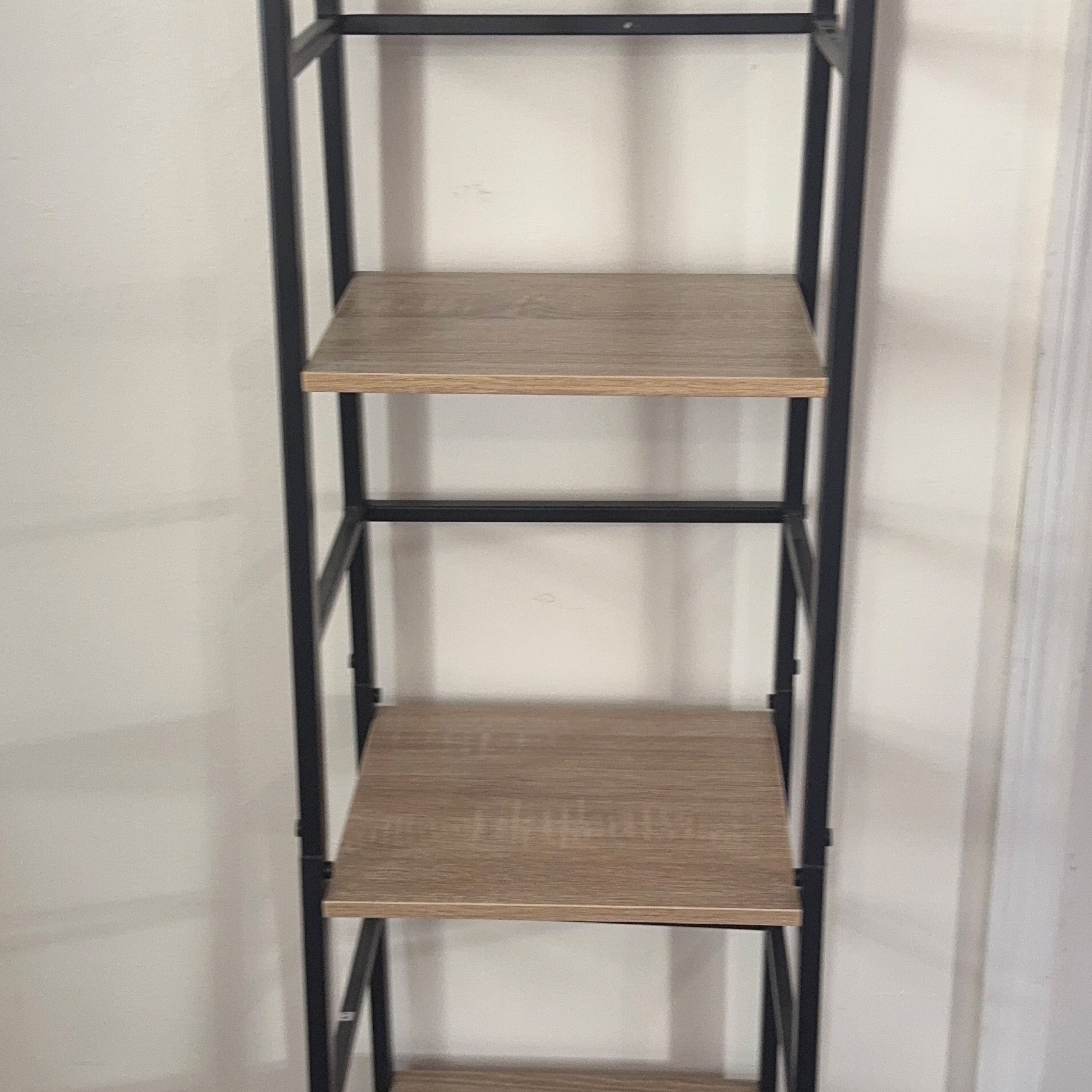 4-Tier Black Metal and Wood Shelf thumbnail