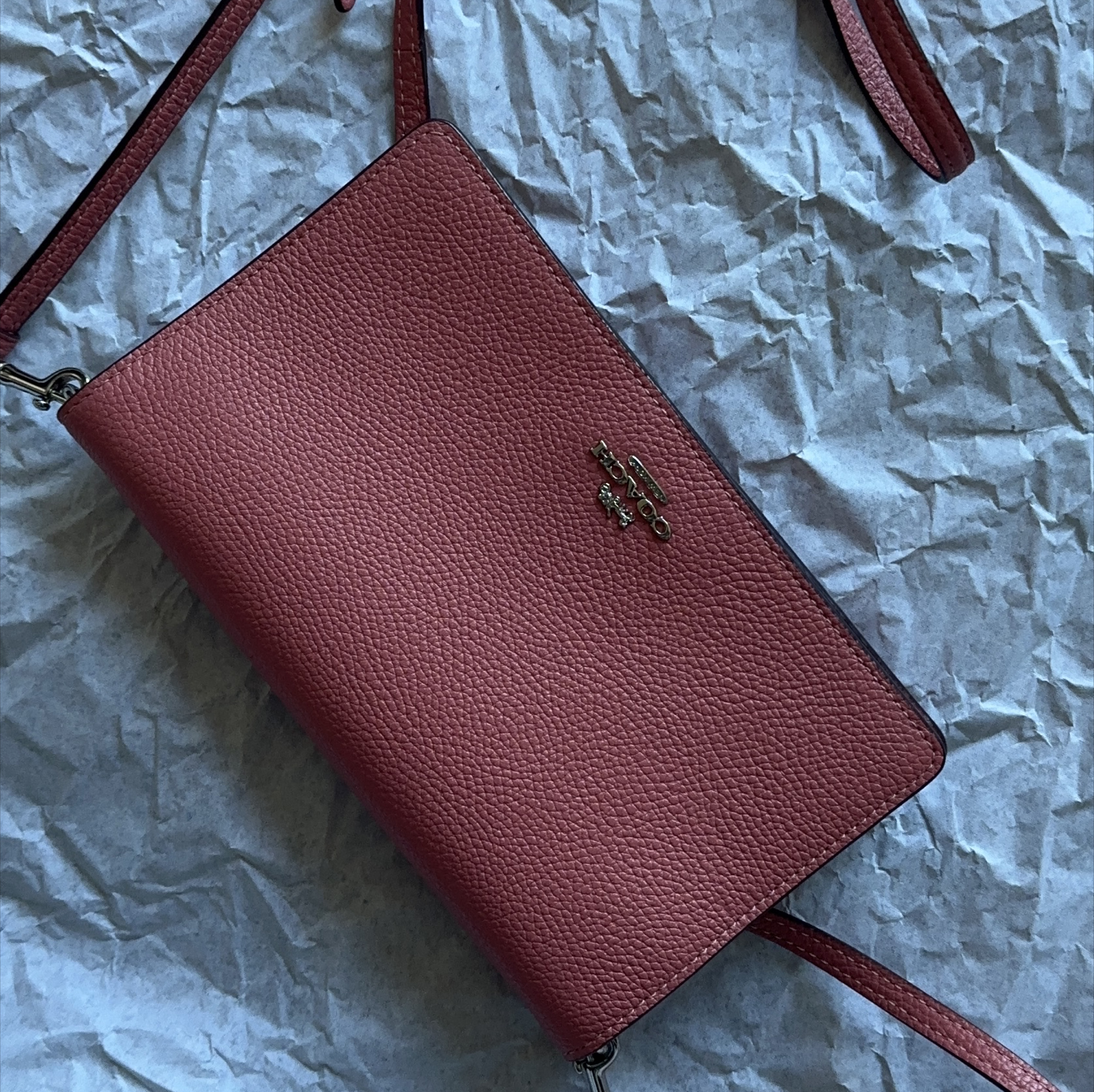 Coach Dusty Rose Leather Crossbody Wallet