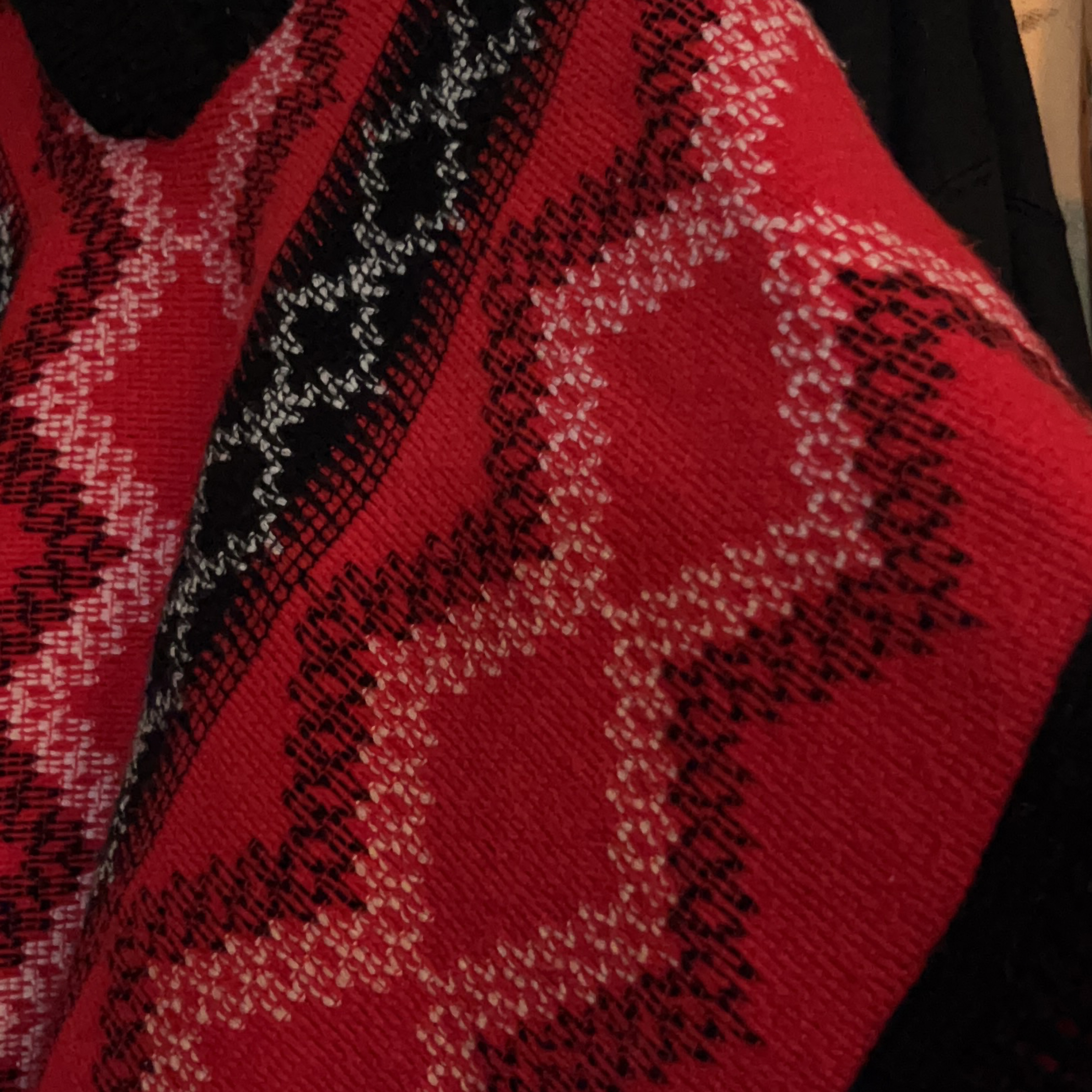 Red and Black Knit Poncho thumbnail