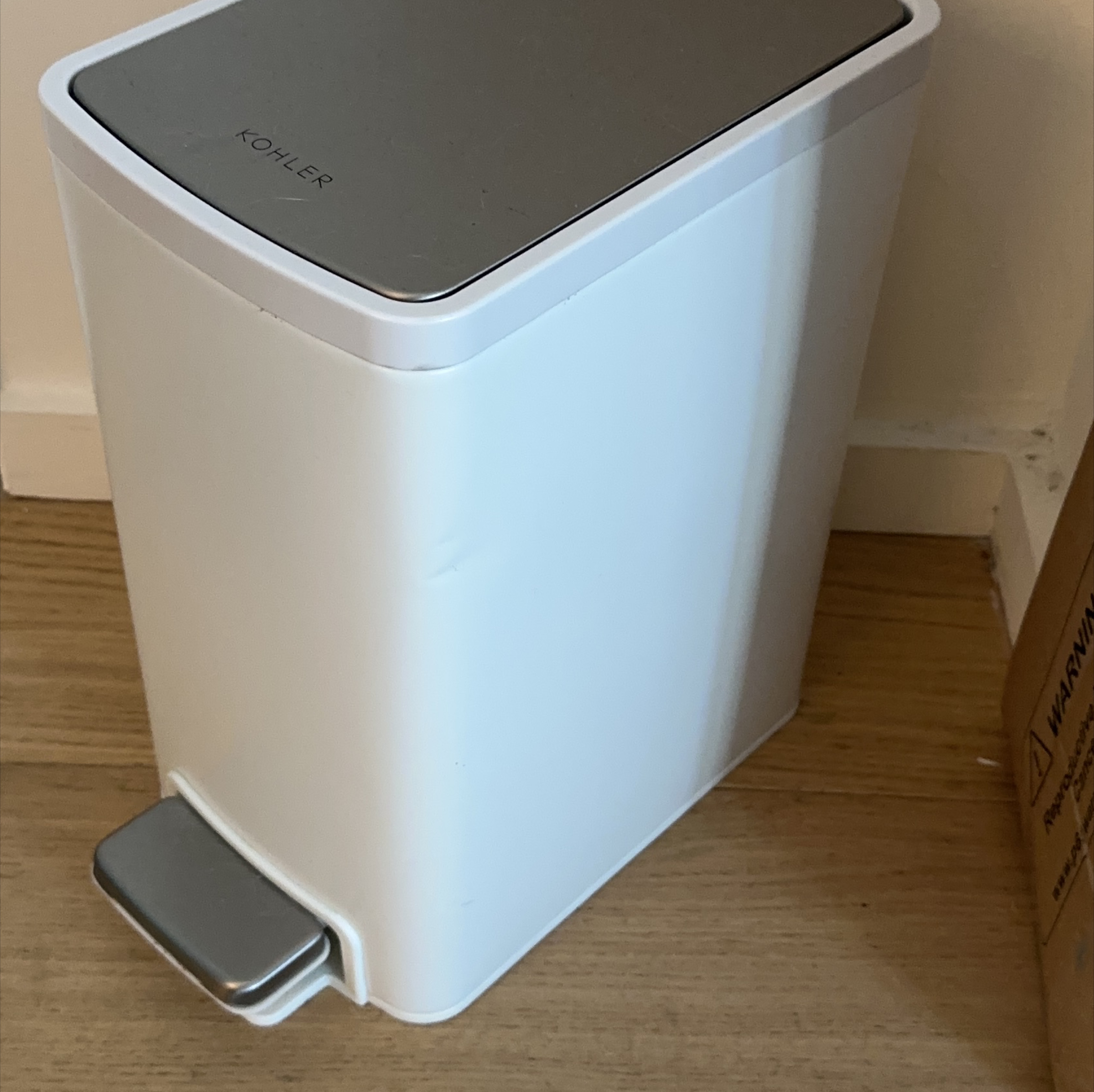 Kohler White Step Trash Can