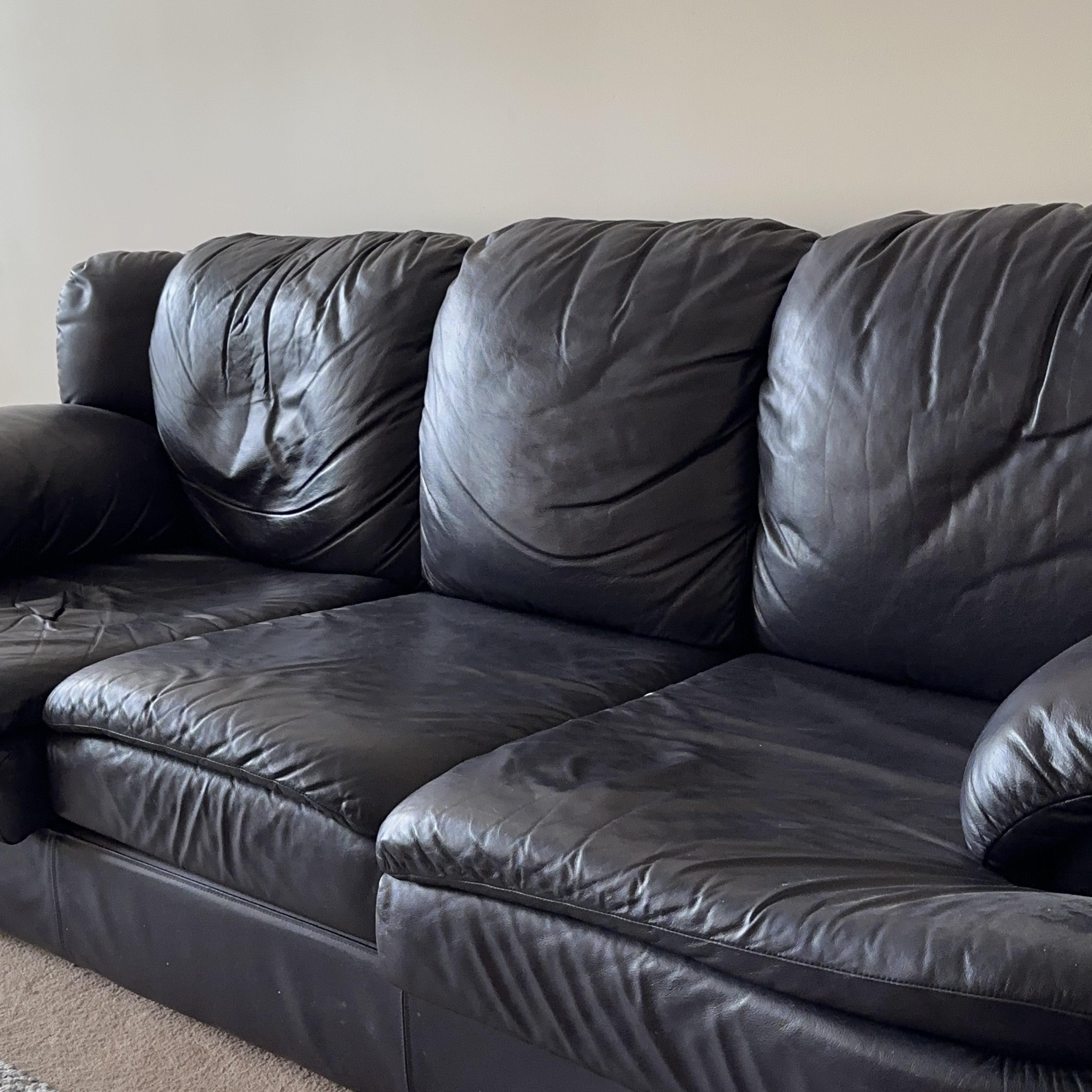 Dark Purple Leather Sofa and Loveseat Set