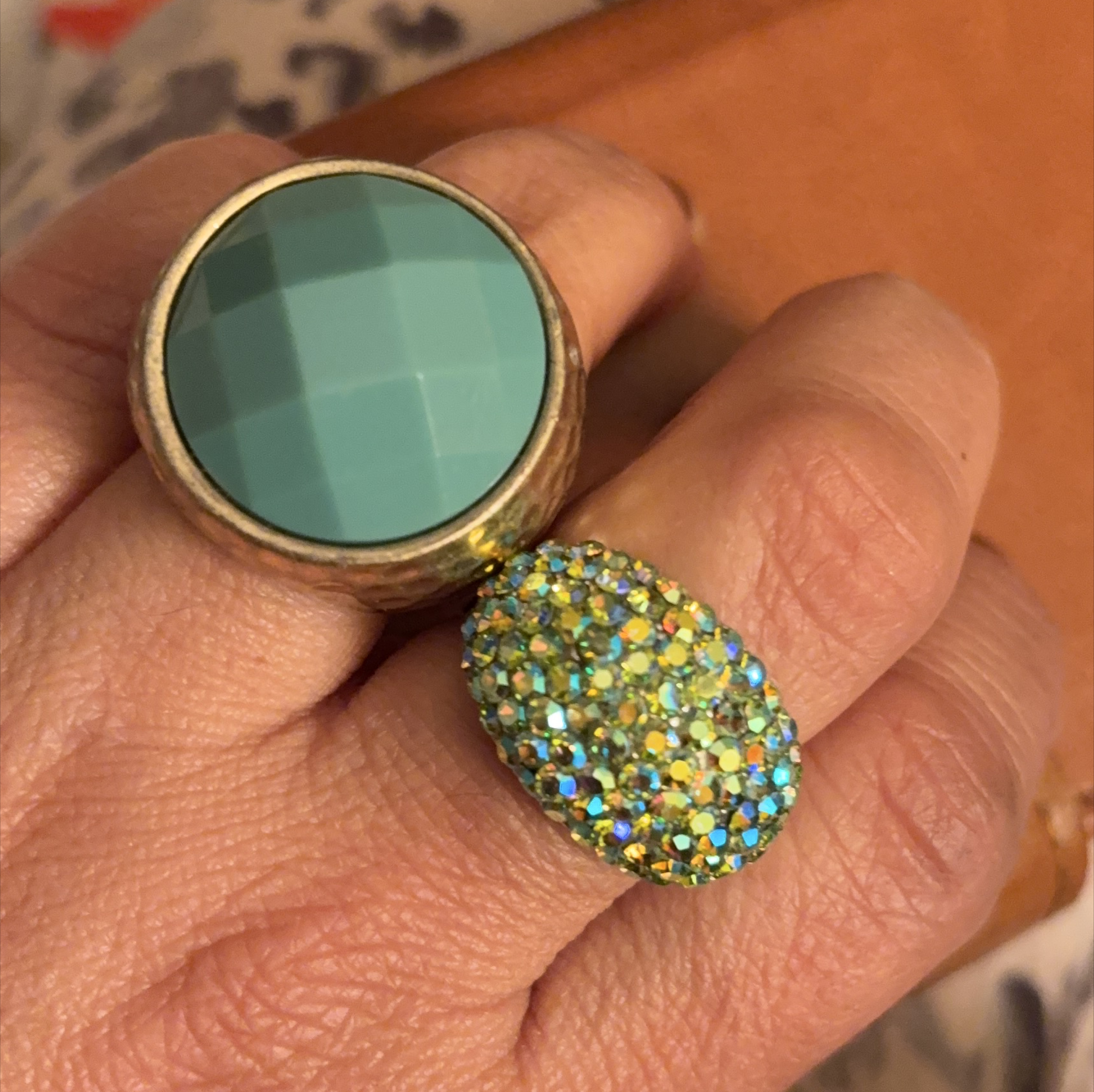 Two-Piece Ring Set Teal and Green thumbnail