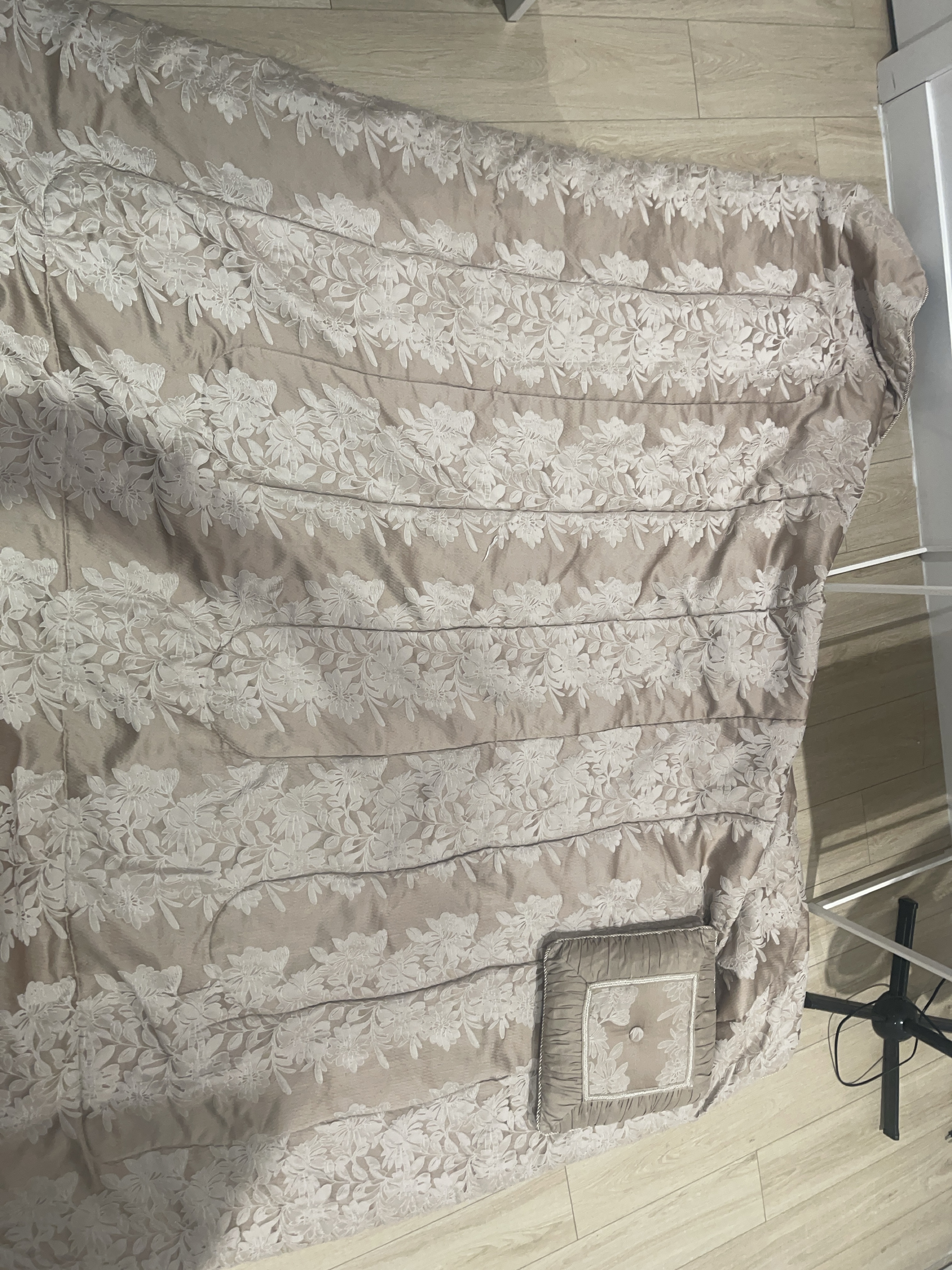 Beige Floral Quilted Comforter Set
